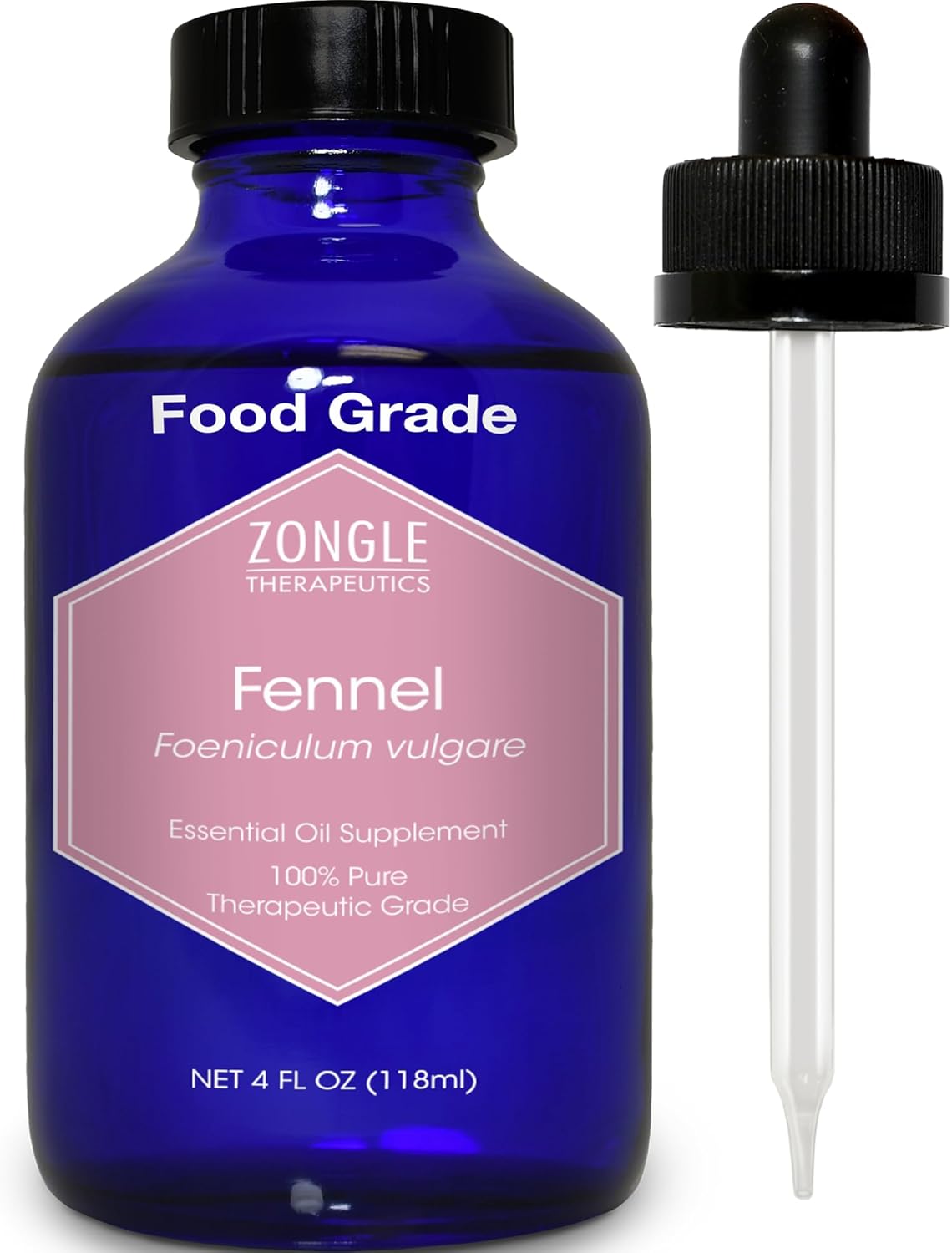 Fennel Essential Oil, Food Grade – 100% Pure, Fennel Oil, by Zongle Therapeutics, 4 OZ
