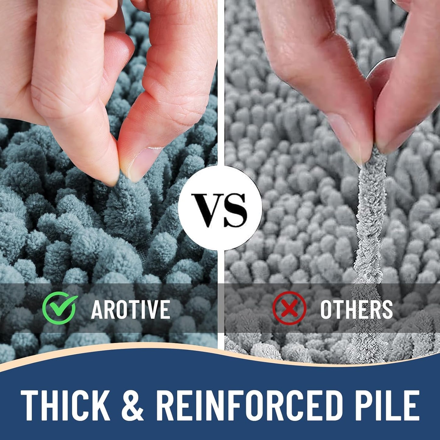 Arotive Luxury Chenille Bathroom Rug Mat, Extra Soft Thick Absorbent Shaggy Bath Rugs, Non-Slip Machine Wash Dry, Plush Bath Mats for Bathroom, Shower and Tub, 30x17, Smoky Gray