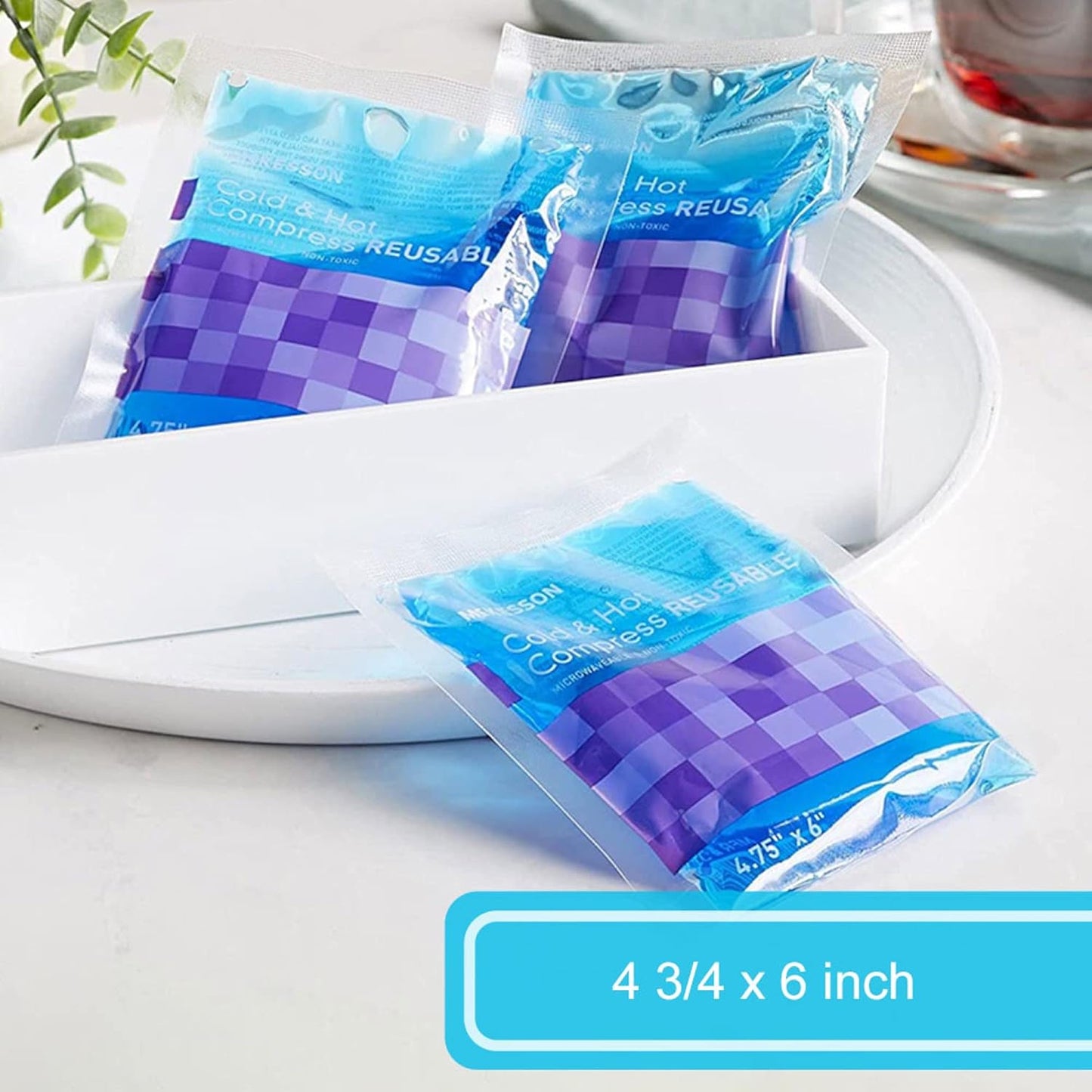 McKesson Cold and Hot Compress Reusable [24 Pack] Gel Ice Hot Packs for Injuries, 4.75 in x 6 in