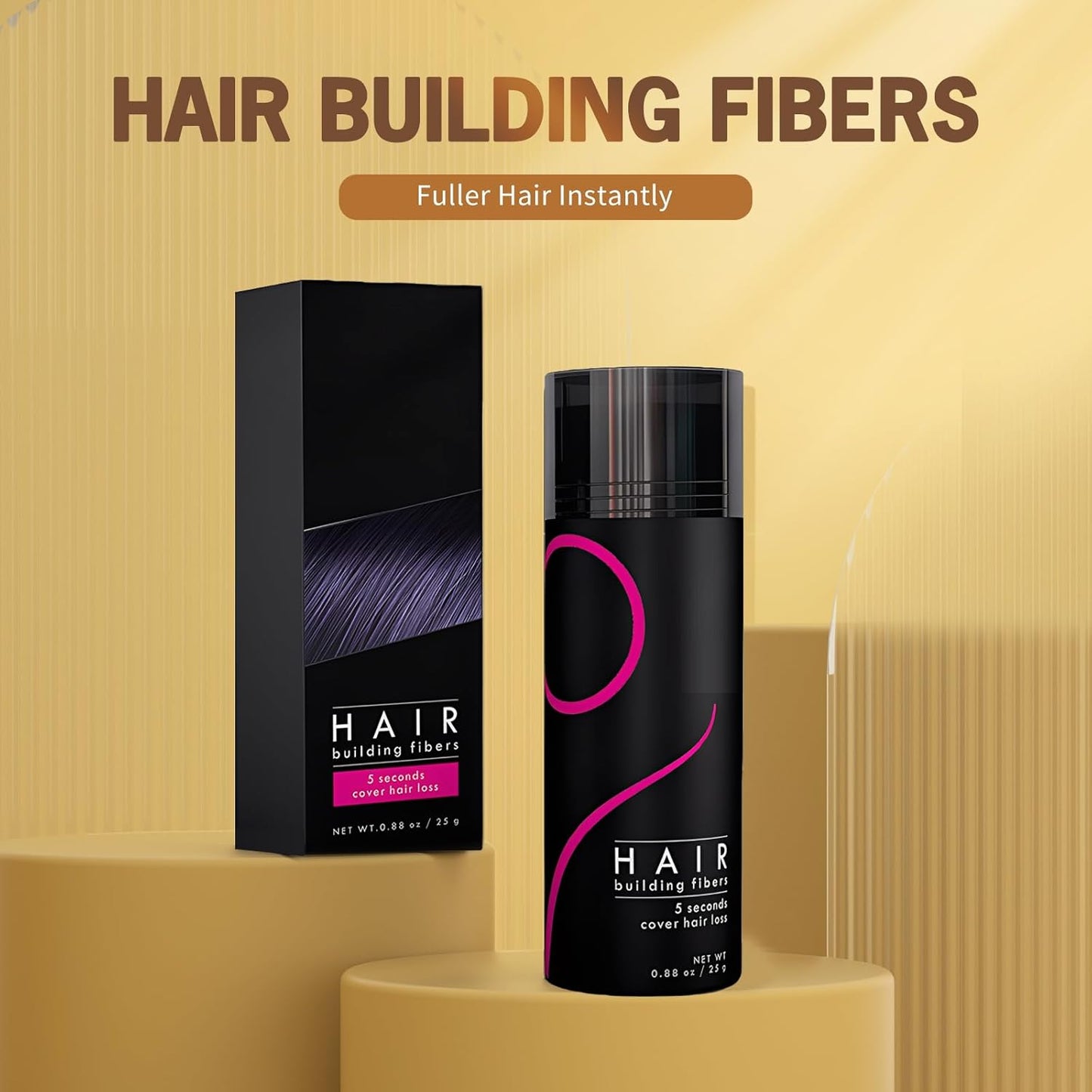Gowwim Hair Fibers for Thinning Hair 25g Hair Building Fibers Instantly Cover Sparse Hair Areas-Bald Spots Cover up Dark Brown
