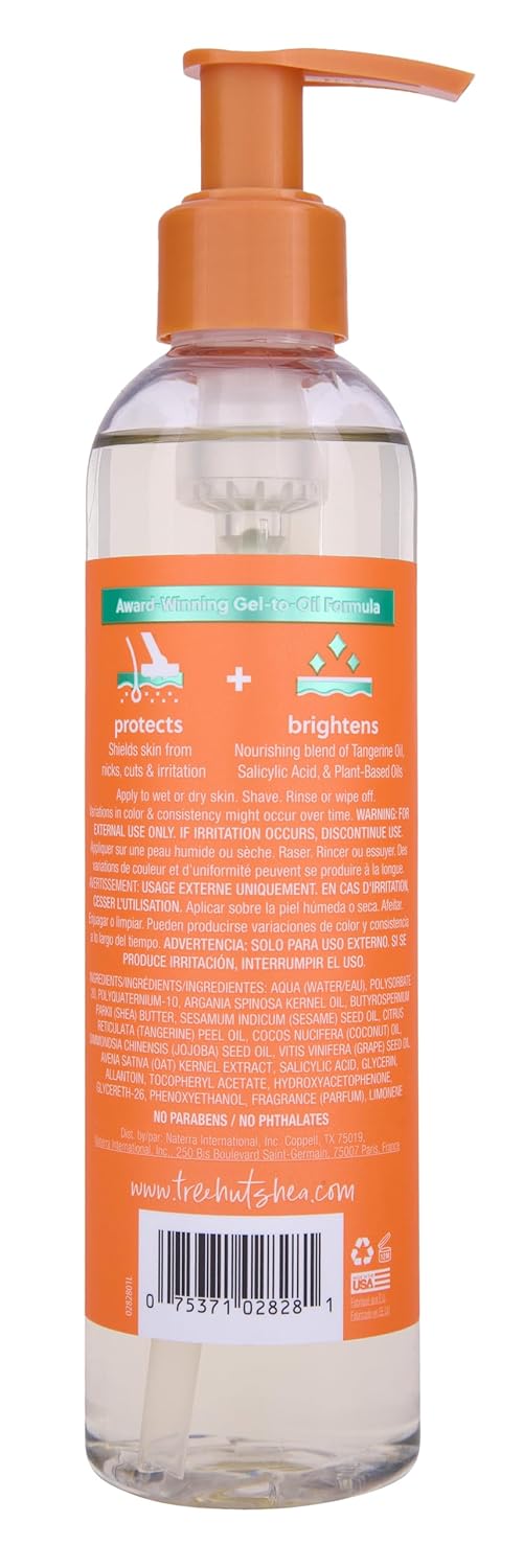 Tree Hut Tangerine Moisturizing & Hydrating Bare Shave Oil, Made with Soothing Jojoba Oil, Gel-to-Oil Formula Helps Prevent Razor Bumps, Ingrown Hairs, & Skin Irritation, 7.7 fl oz