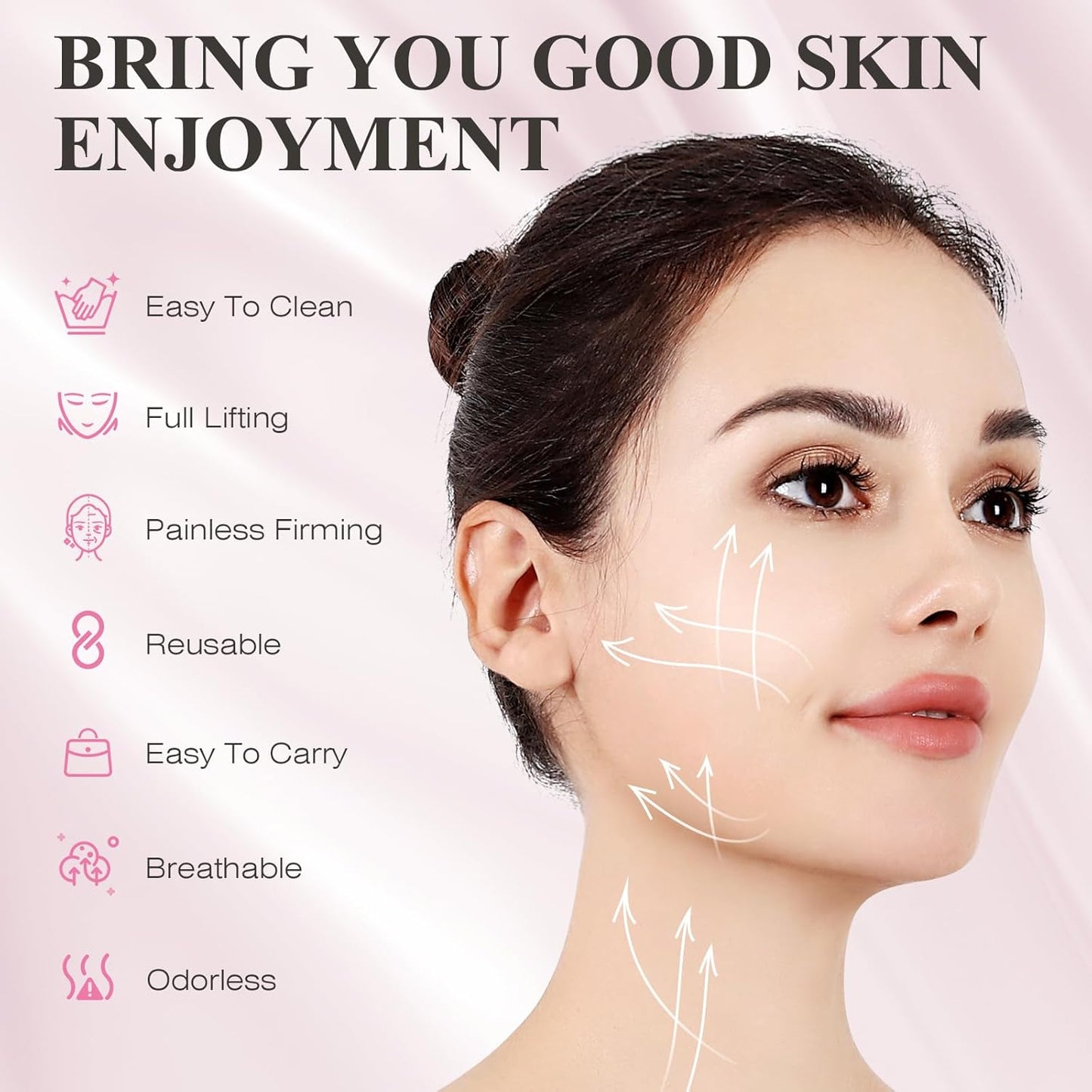 Chin Strap for Sleeping,Double Chin Reducer,Adjustable Chin Strap,Jaw Strap,Jawline Shaper,V Line Lifting Mask,Pink,M