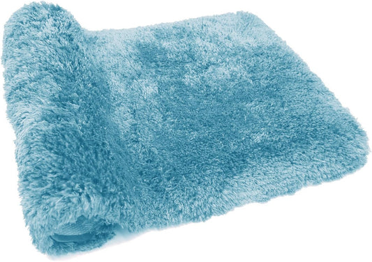 FIFU Bathroom Rugs 20" W x 32" L, Bath Mat for Bathroom, Bedroom, Laundry Room & Kitchen, Non-Slip Rubber Latex Backing, Extra Soft and Absorbent Microfiber Carpet, Machine Washable Rug, Sky Blue