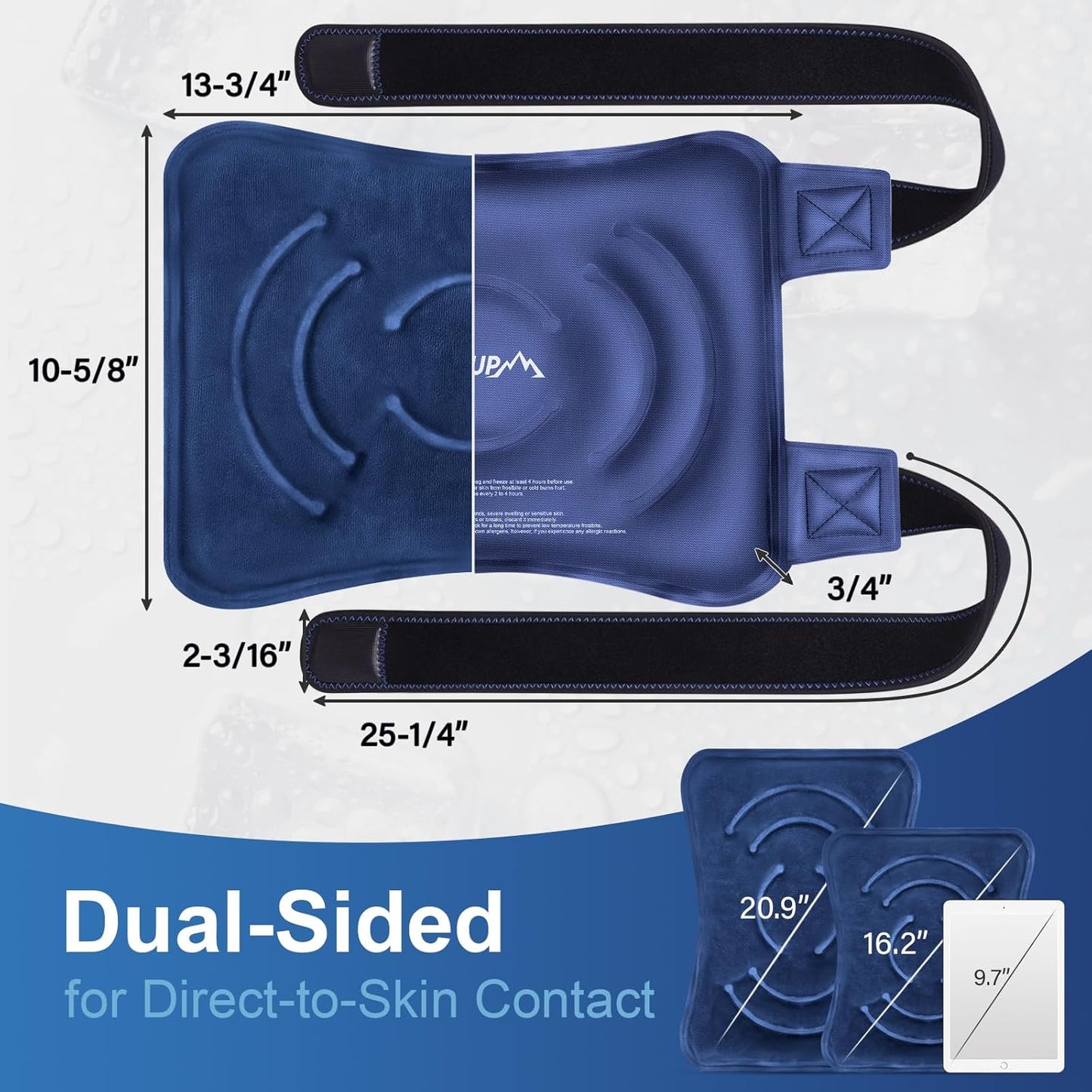 APEXUP Ice Pack for Knee Pain Relief, Large Reusable Wrap After Surgery, Flexible Gel Cold Pack for Injuries, Pain Relief for Back, Shoulder, Elbow, Ankle and Leg (Navy Blue, L, 1PK)