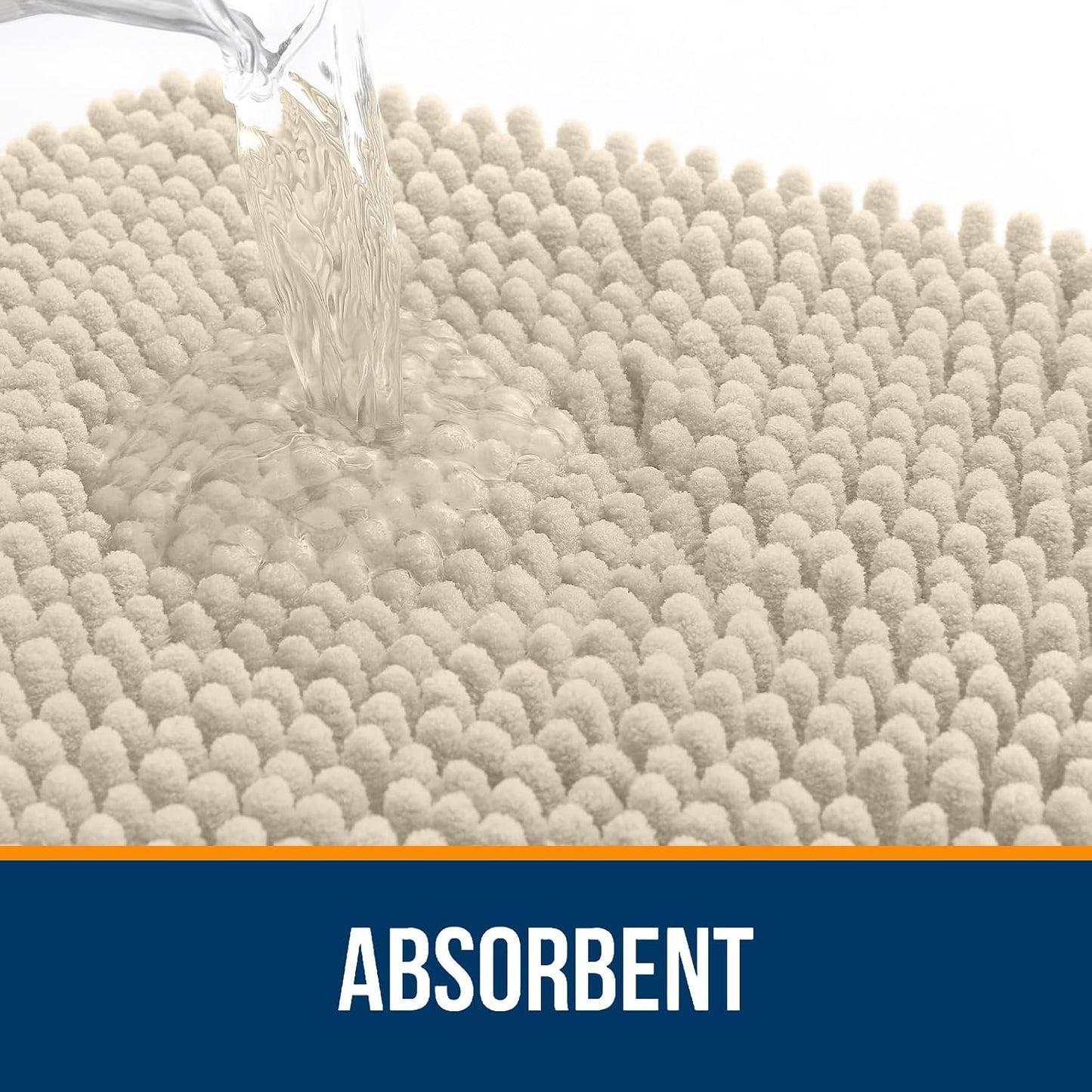 OLANLY Bathroom Rugs 30x20, Extra Soft Absorbent Chenille Bath Rugs, Rubber Backing Quick Dry, Machine Washable Bath Mats for Bathroom Floor, Tub and Shower, Home Decor Accessories, Sand