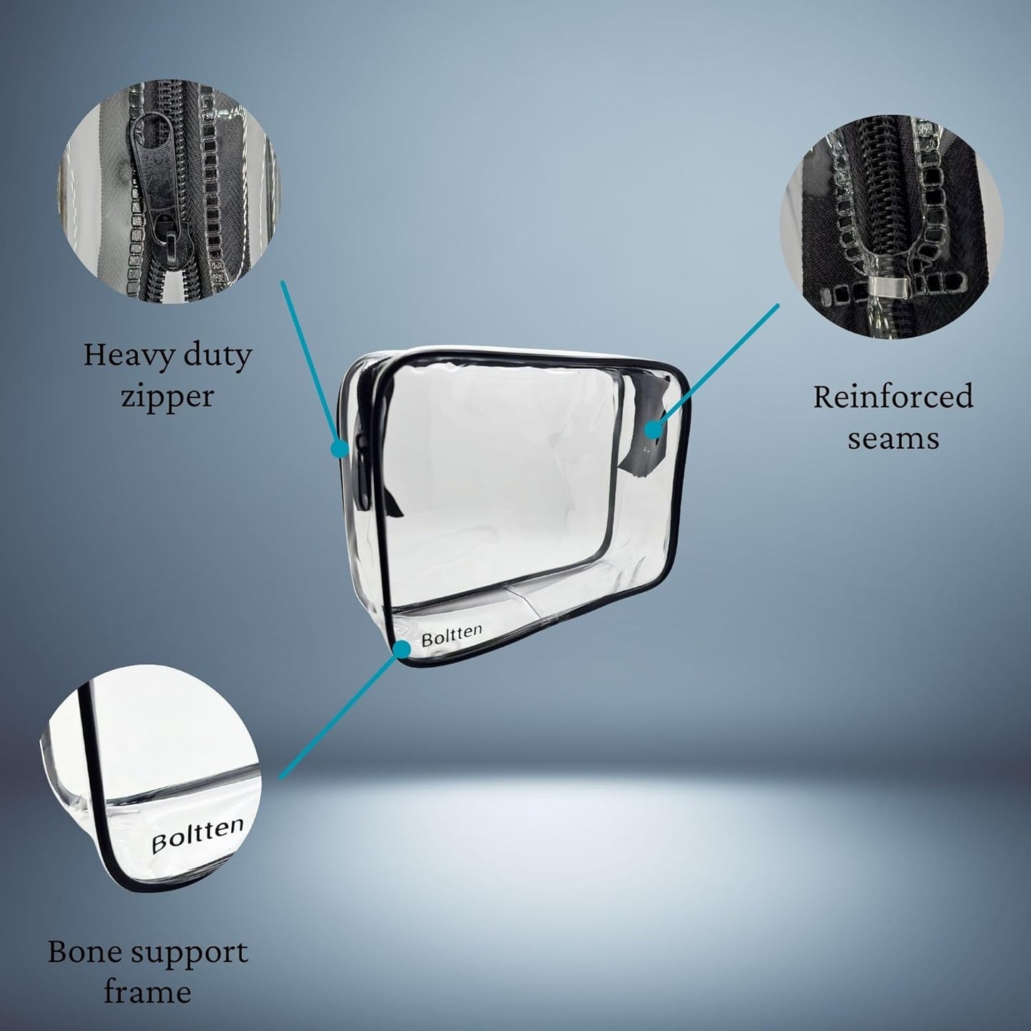 TSA Approved Clear Toiletry Bag 2-Pack, Quart Size Travel Cosmetic & Makeup Bags, Carry-On Airport Compliant