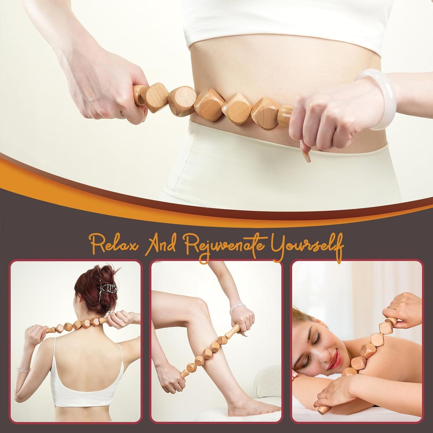 Wooden Massage Rollers Multifunctional 5 Cubic Massager for Body Contouring Lymphatic Drainage for Waist and Thighs Muscle Tension Relief for Both Men and Women