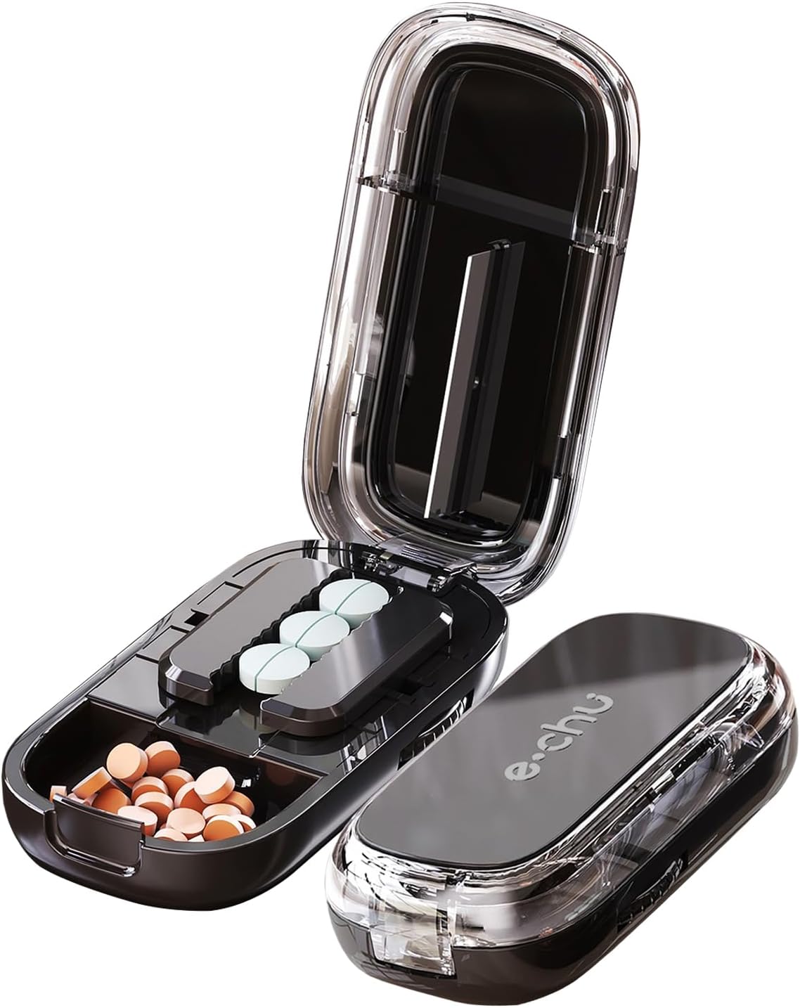 Pill Cutter Splitter for Small and Tiny Pills - Adjustable Pill Splitter with Centering Device for Cutting Multiple Pills, Precision Alignment, Easy to Use and Travel Sized, (1/2 White)