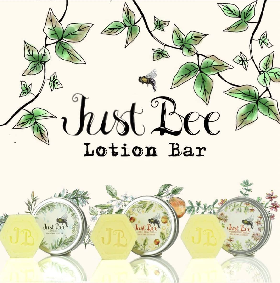 Just Bee 100% Natural Organic Gathered Beeswax Lotion Bar (Unscented)