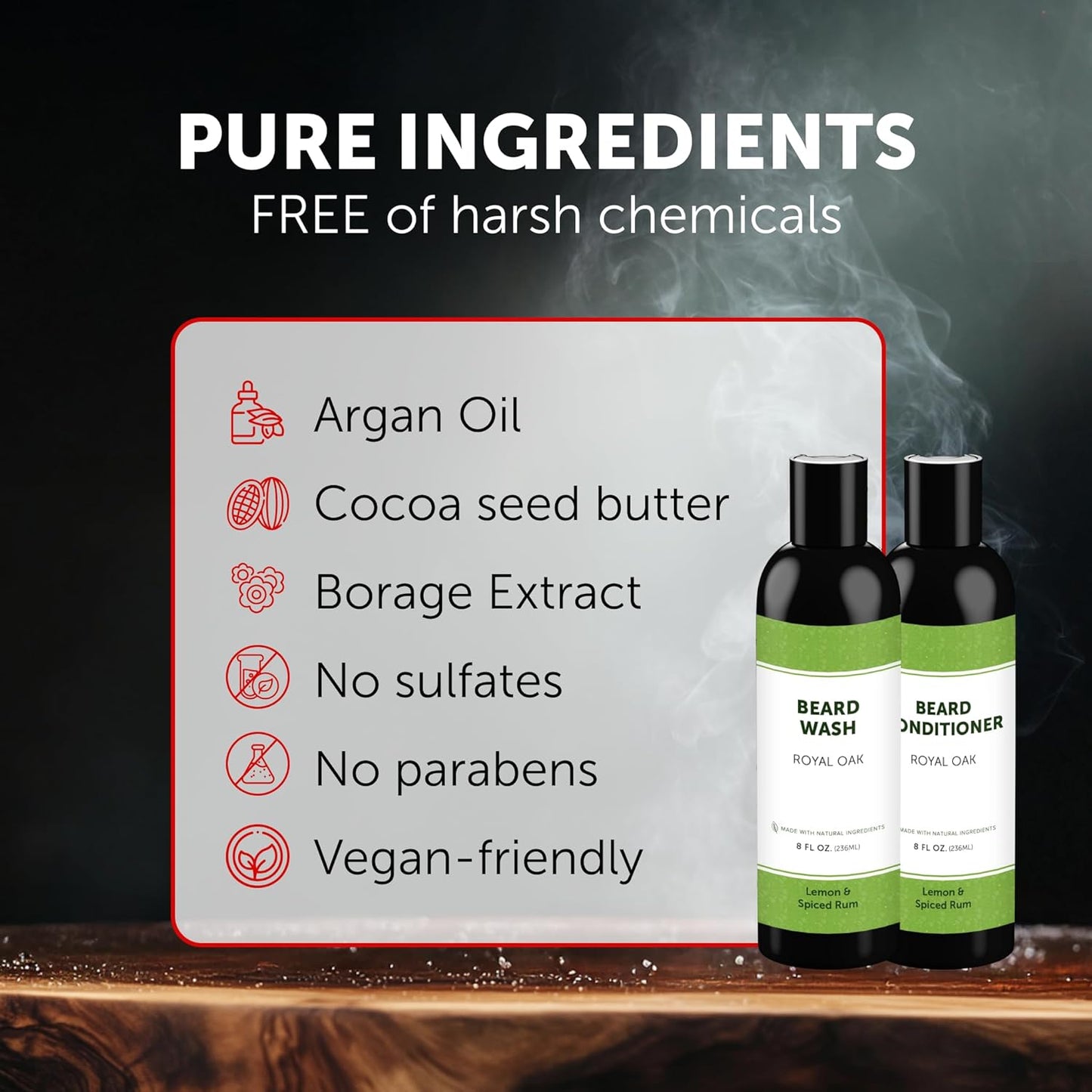 Detroit Grooming Co. Beard Wash & Conditioner Bundle – The Ultimate Beard Kit with Biotin & Argan Oil – Fresh Cherry Tobacco Scent – 8 oz Each (Royal Oak)