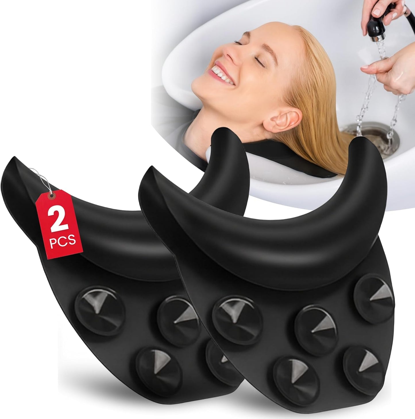 Premium 2 Piece Gel Cushion Set for head Portable Shampoo Bowl Neck Rest Sink Hair Washing Basin Waterproof Support Pillow for Tub Salon Lavacabezas European Chair