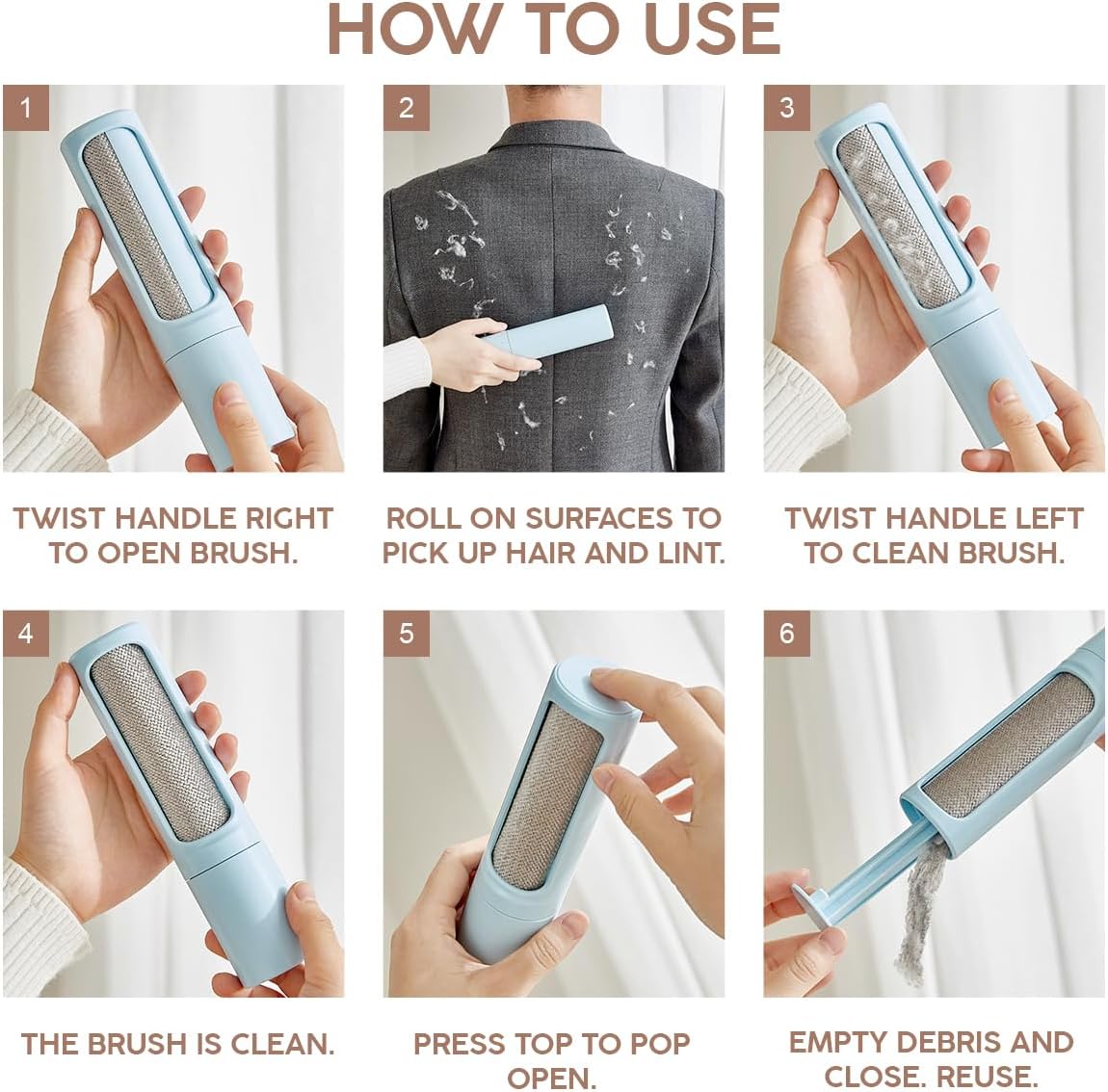 Reusable Lint Roller – Portable & Compact Pet Hair Remover for Clothes, Furniture & Car | Eco-Friendly, Washable & Durable (Blue)