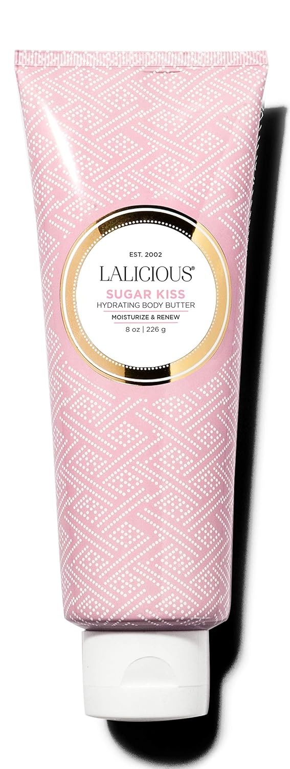 LALICIOUS Sugar Kiss Body Butter - Hydrating Body Moisturizer with Shea Butter, Cucumber Extract & Apricot Oil, No Parabens (8 Ounces)