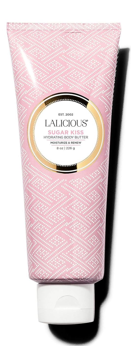 LALICIOUS Sugar Kiss Body Butter - Hydrating Body Moisturizer with Shea Butter, Cucumber Extract & Apricot Oil, No Parabens (8 Ounces)