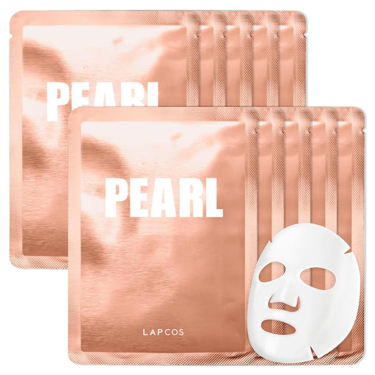 LAPCOS Pearl Sheet Mask, Daily Face Mask with Probiotics to Clarify Skin, Korean Beauty Favorite, 10-Pack