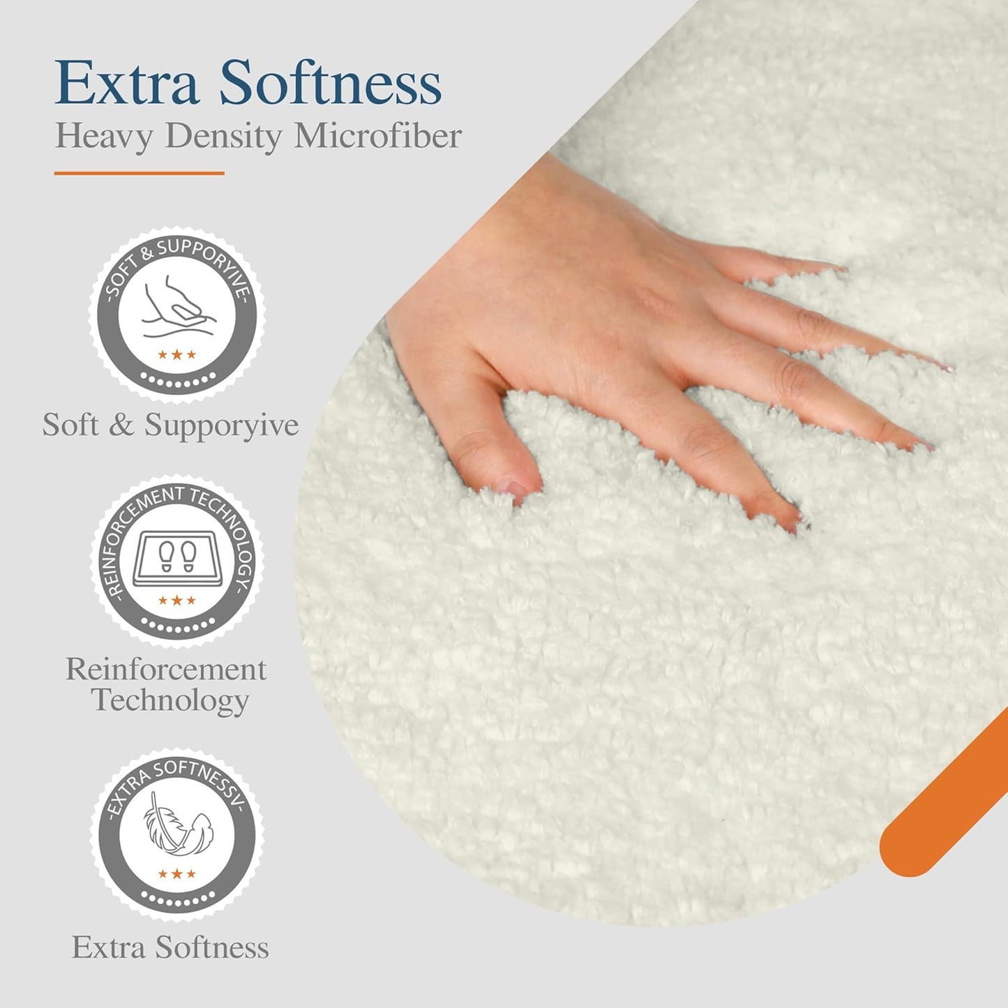 Walensee Large Bathroom Rug (24 x 60, Ivory) Extra Soft and Absorbent Shaggy Bath Mat Machine Washable Polyester Microfiber Non Slip Luxury Floor Mat