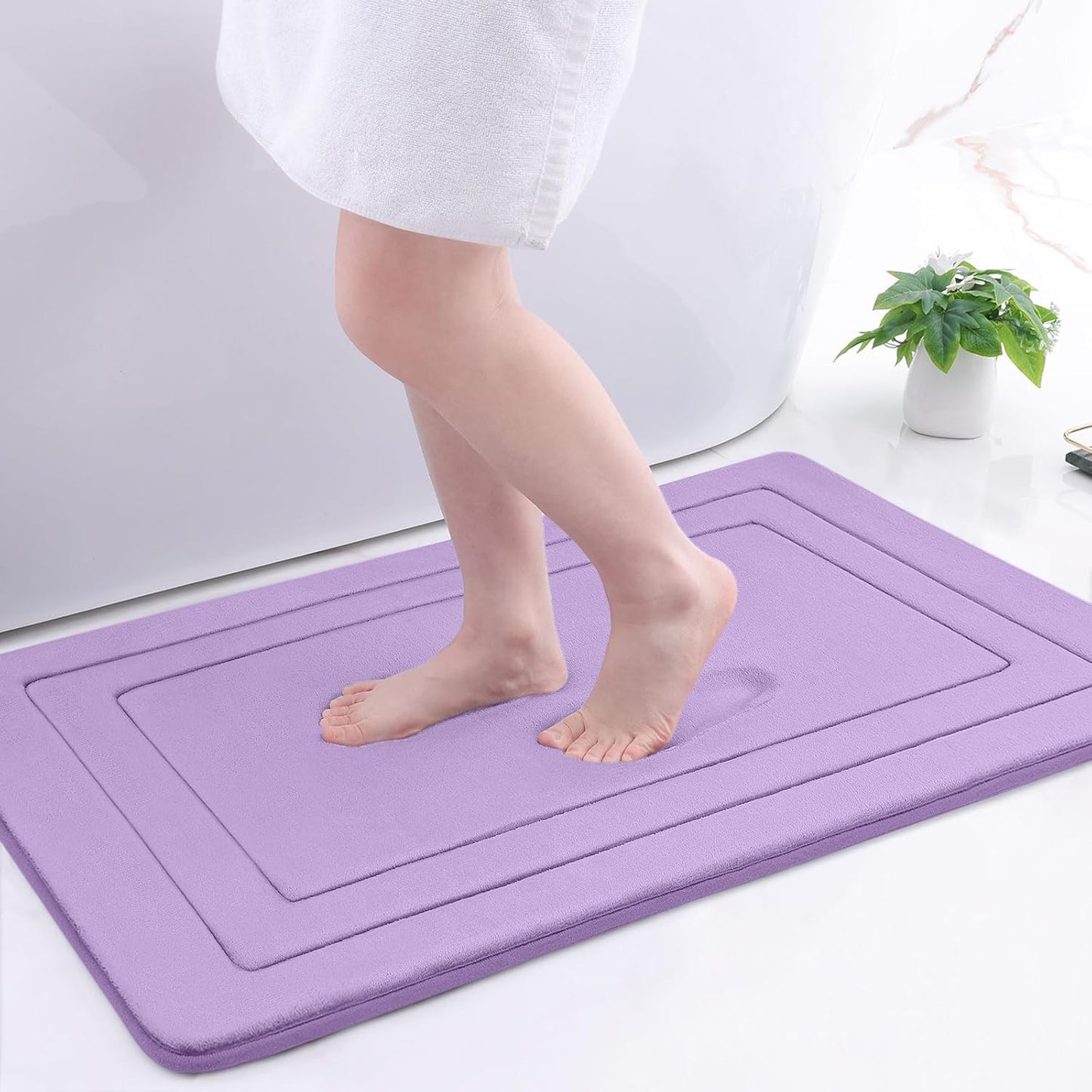Arotive Memory Foam Bathroom Rug Mat 36x24, Ultra Soft and Absorbent Bath Mat, Machine Wash Dry, Comfortable Bath Rug Carpet for Bathroom Floor, Tub and Shower, Lavender