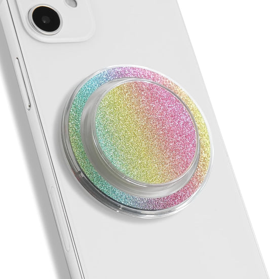 Bling Bling Glitter Phone Grip & Stand - Elegant Magsafe Compatible Phone Holder for Secure Grip and Hands-Free Viewing (Rainbow)