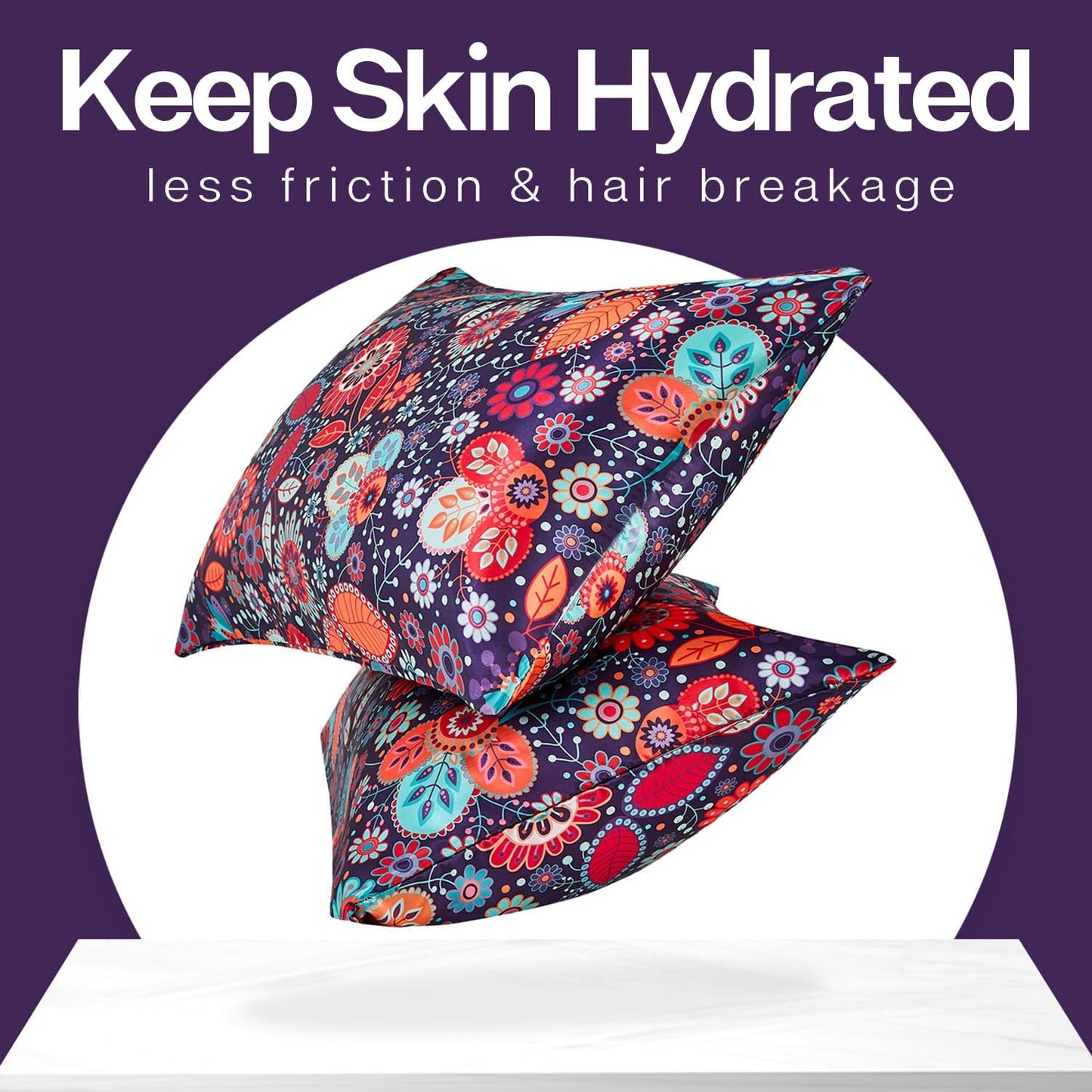 MR&HM Satin Pillowcase for Hair and Skin, Silk Satin Pillowcase 2 Pack, King Size Pillow Cases Set of 2, Silky Pillow Cover with Envelope Closure (20x40, Sunflower)