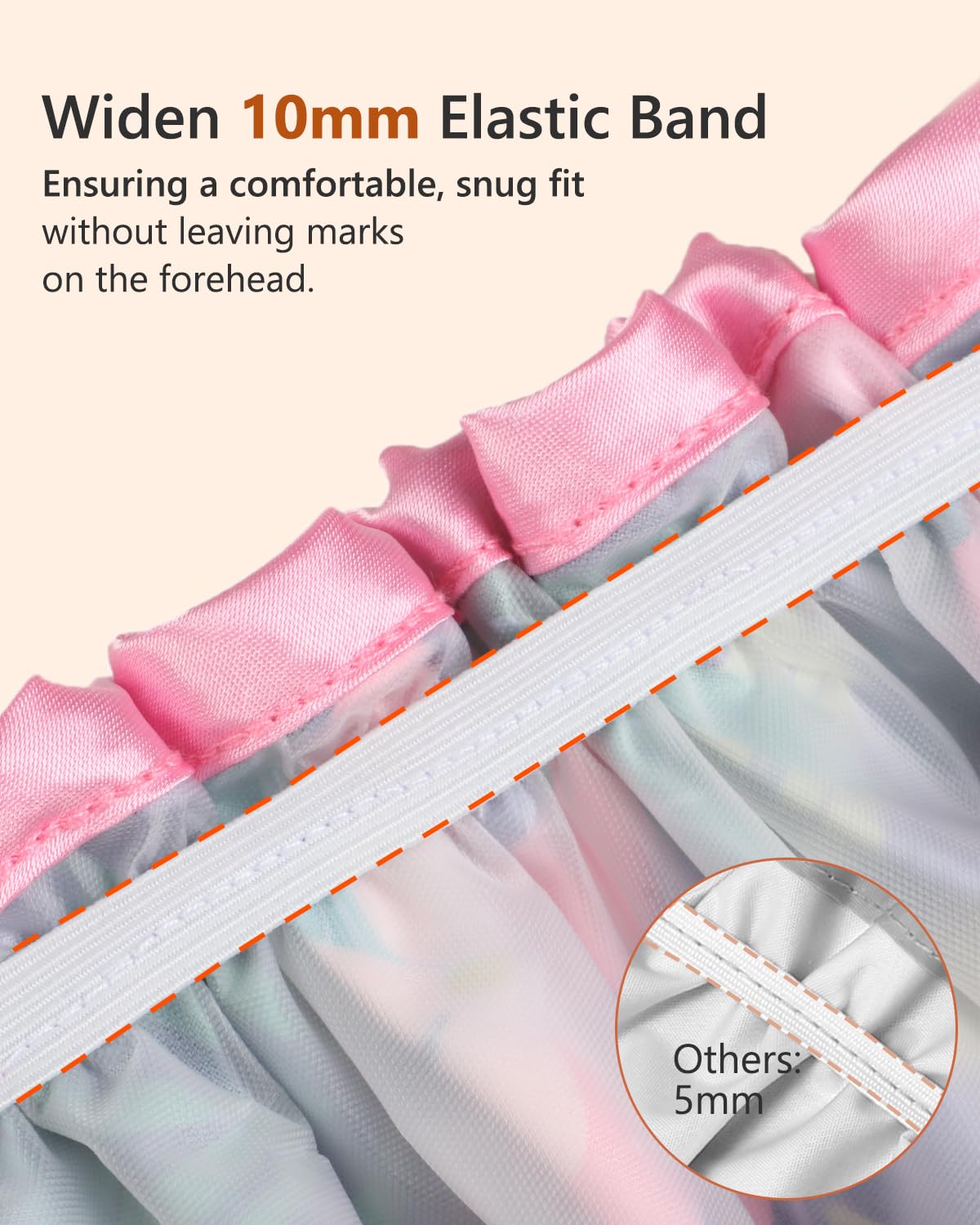 mikimini Shower Cap for Women and Grils,Pack of 2,Rainforest Bath Shower Caps with Pink Lace,Reusable Waterproof Shower Hat for Girls (Medium,Floral)