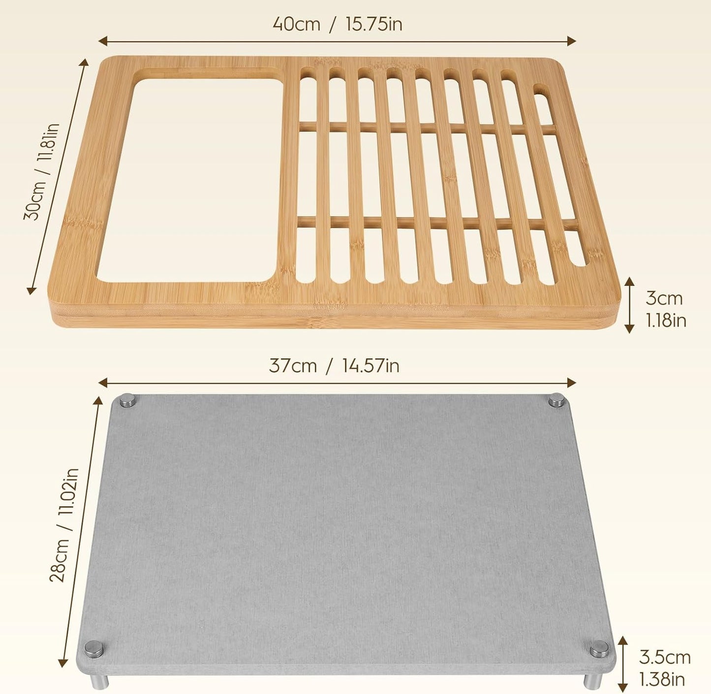 Stone Dish Drying Mats for Kitchen Counter,Dirt-Resistant Quick Dry Absorbent Diatomaceous Earth Dish Drying Mat with Bamboo Rack,Non-Slip Pads & Anti-Moisture Design