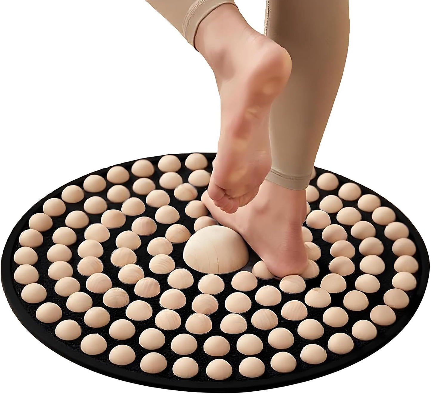 Wood Foot Massager Mat - Portable Acupressure Pad for Pain Relief, Foldable Pressure Point Relief Tool, Home Spa Therapy Foot Massage Board, Ideal Gift for Seniors
