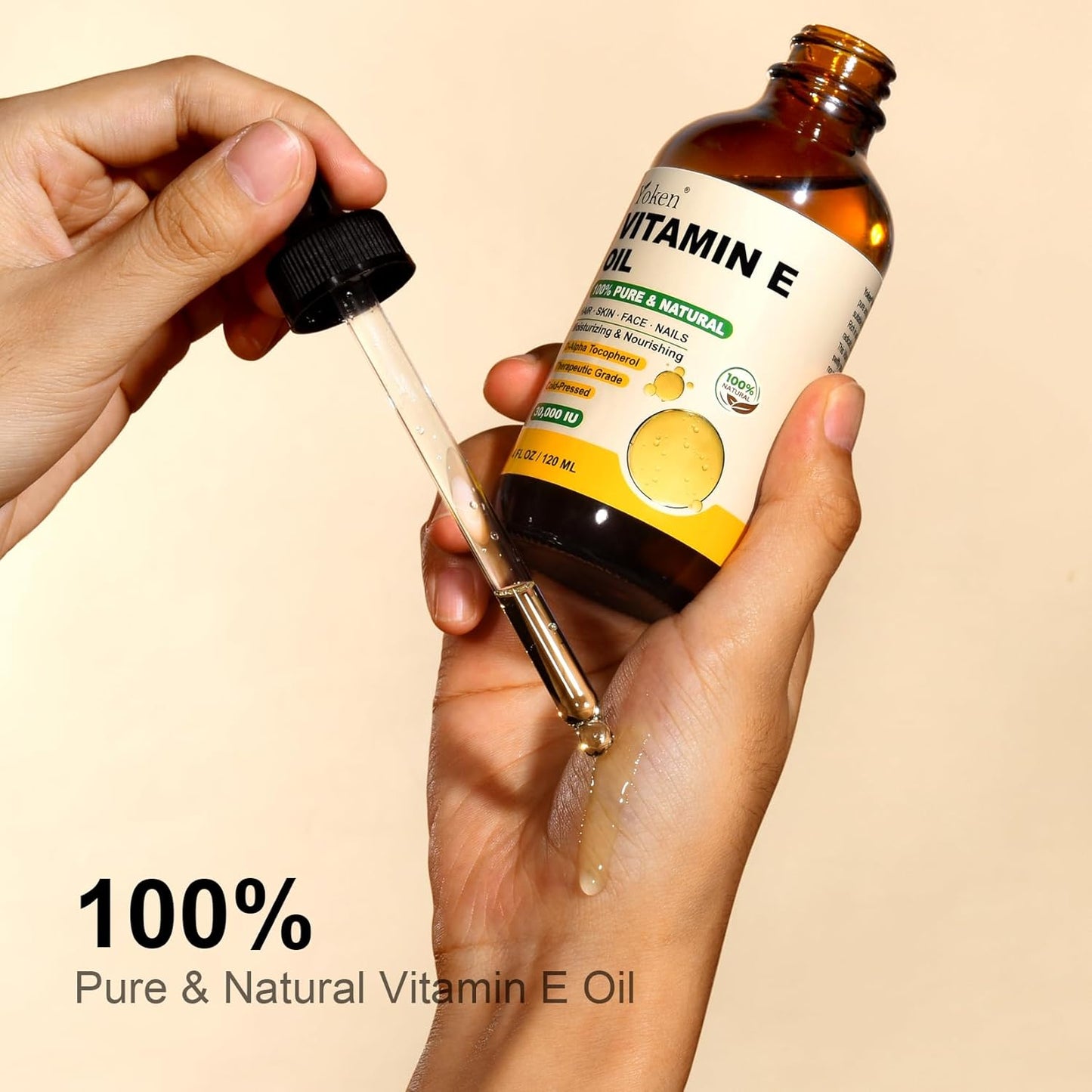 Vitamin E Oil 4 Fl Oz Organic Vitamin E oil for Skin 30,000 IU Vitamine oils for Scars Hair, Face, Nail, Scalp Perfect Bath and Body Oil, Cold Pressed Hexane Free Non-GMO Gluten Free Formula