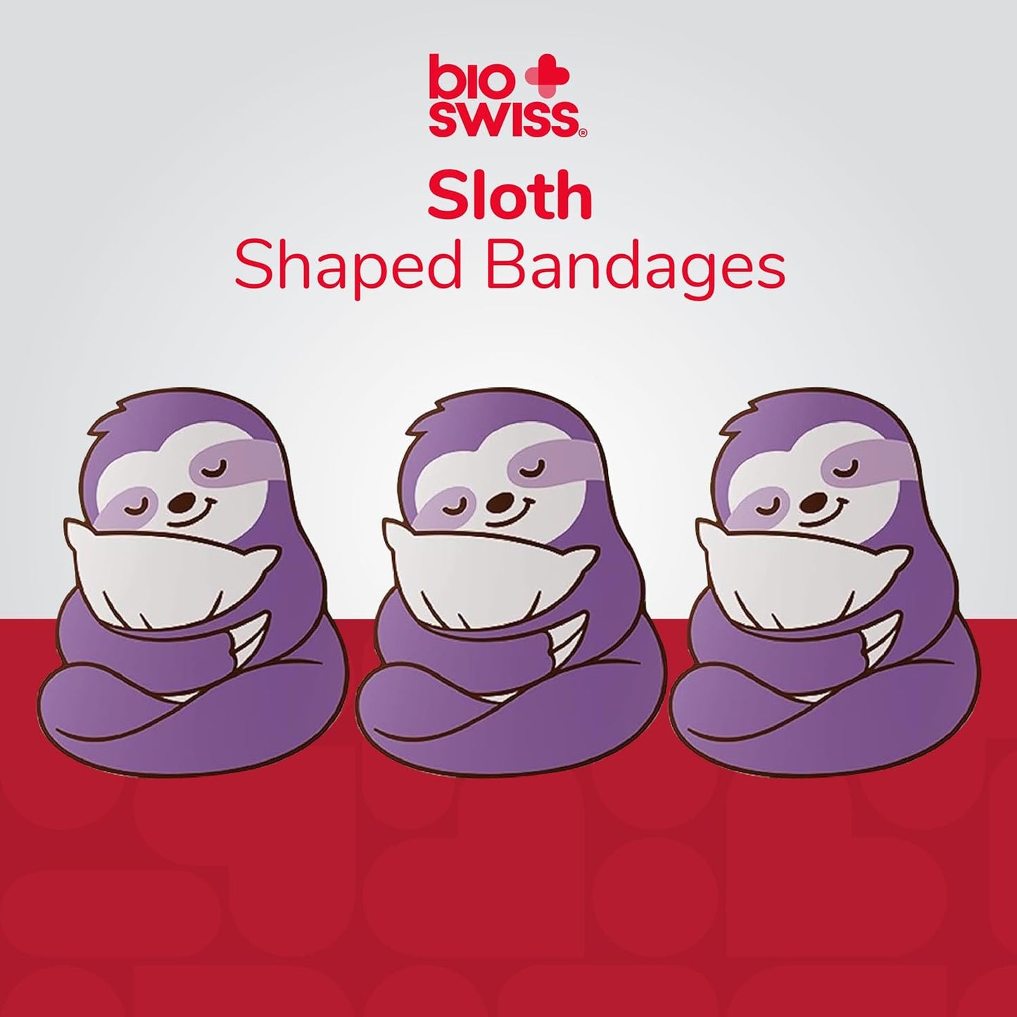 BioSwiss Kids Bandages, Sloth Shaped Self Adhesive Bandage Set, Latex Free, Sterile Wound Care, 50 Count