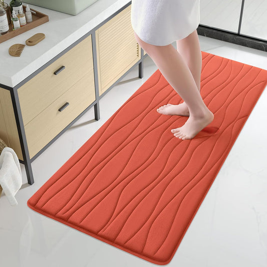 Buganda Memory Foam Bathroom Rug Mat 44x24, Extra Soft and Absorbent Bath Mats, Non-Slip and Machine Washable Bath Rugs for Bathroom Floor,Tub and Shower, Coral