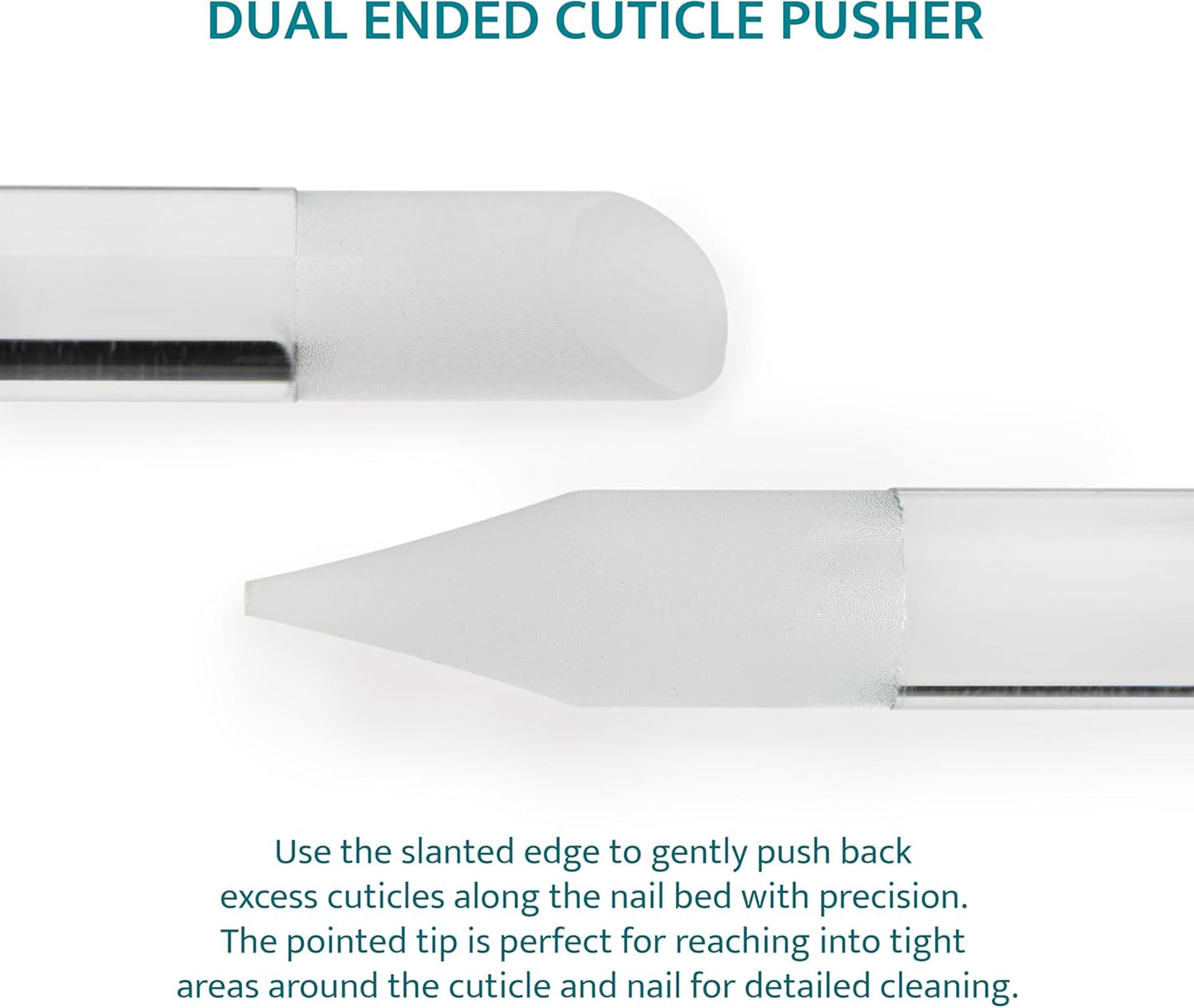 Glass Cuticle Pusher - Durable Crystal Glass Manicure Stick - Dual Ended Nail Cuticle Pusher - Professional Nail Care Must Have