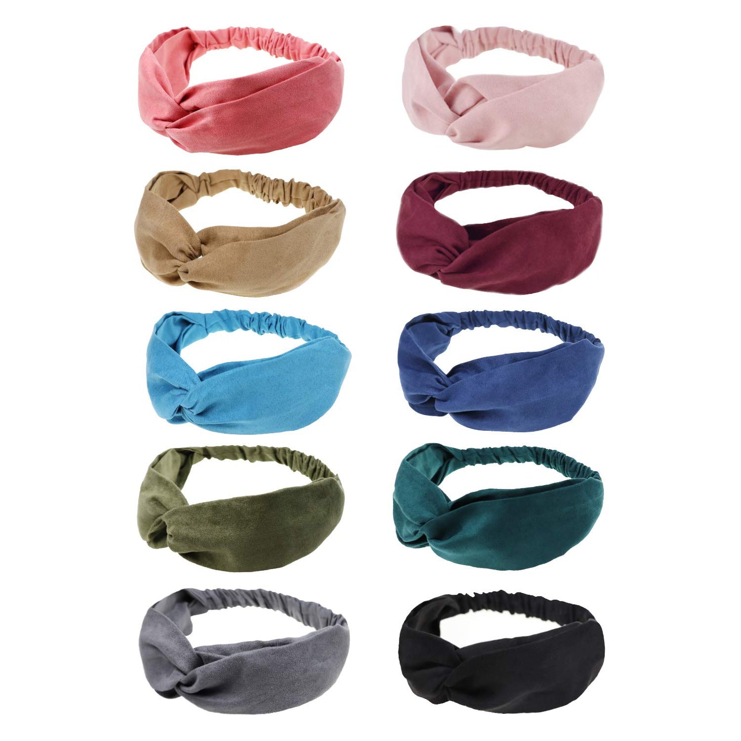 DRESHOW 10 Pack Boho Headbands for Women Girls Elastic Back Criss Cross Hair Band Twisted Head Wrap Solid Hair Accessories