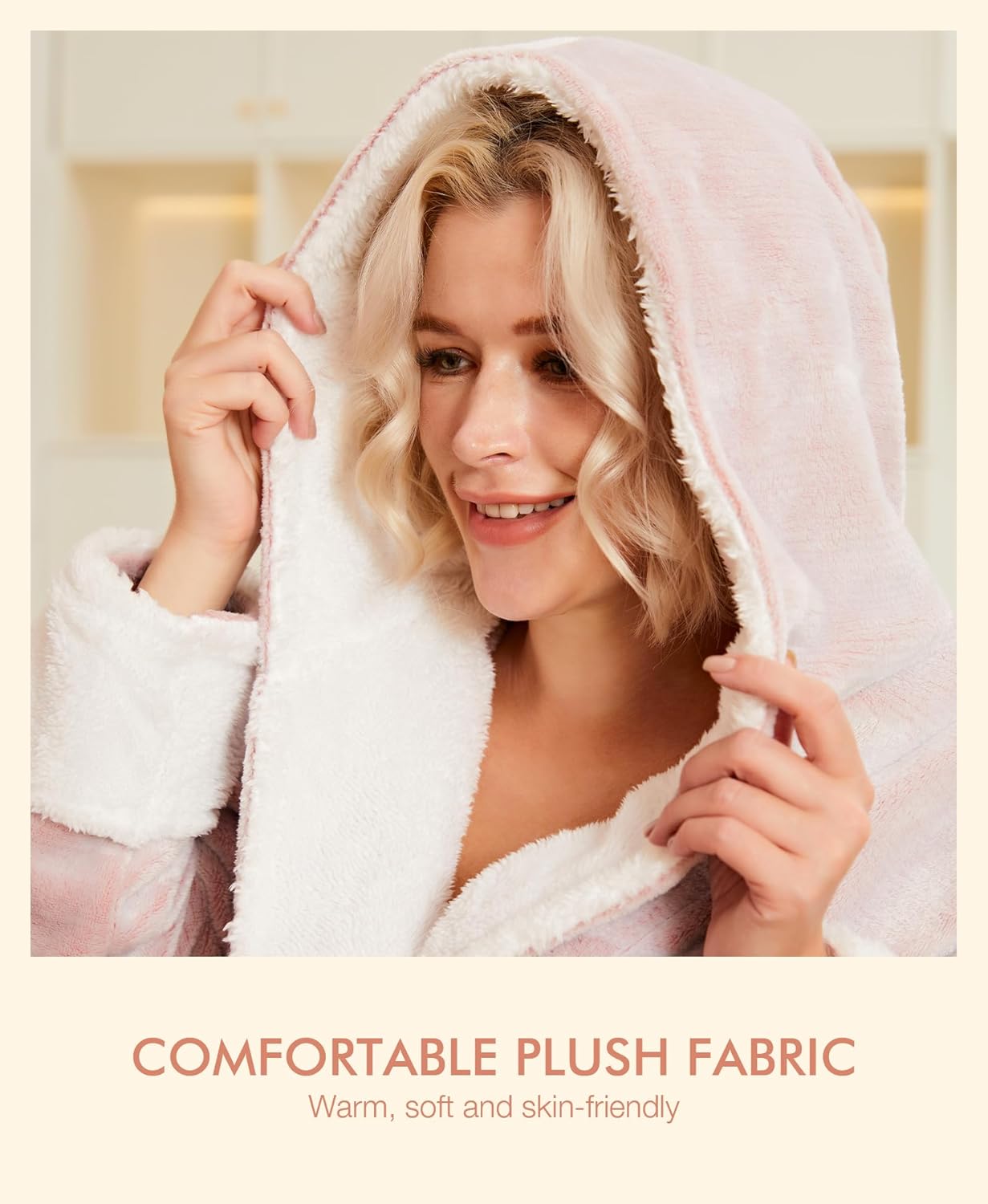Plush Robes for Women - Womens Fleece Robes with Hood Long Cozy Bathrobe Soft and Warm Robe