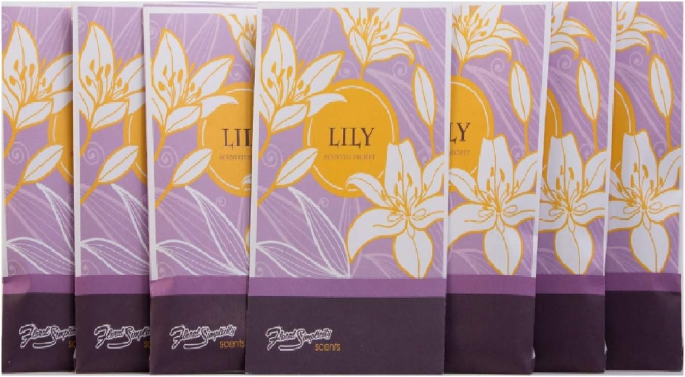 Lily Scented Sachets Pack of 6, Spring and Summer - Long-Lasting Scented Bags, Home Fragrance, Air Freshener & Deodorizer for Closet, Room, Drawer, or Cars, Made in USA