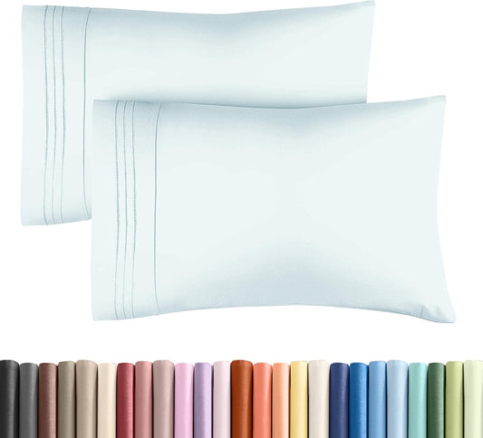 Queen Pillow Cases Set of 2 - Ultra Soft Hotel Quality Pillowcase Covers - Comfy, Cozy & Wrinkle Free - Shrinkage, Stain & Fade Resistant - Machine Washable Pillow Protectors - 2 Piece Set - Ice Blue