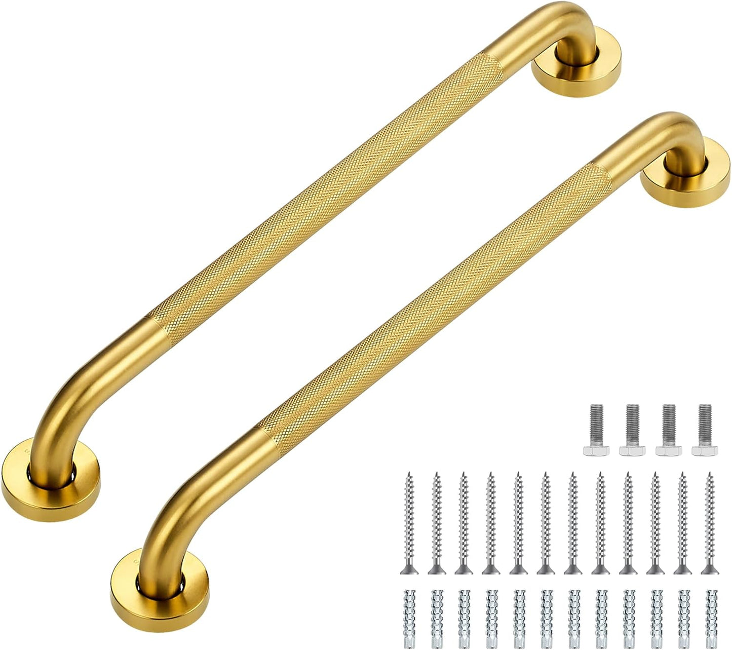 Grab Bars for Shower, 2 Pack 20-Inch Anti Slip Shower Handles for Elderly, Safety Shower Grab Bar, Stainless Steel Handicap Grab Bars for Bathroom,Toilet (Gold, 1" Diameter)