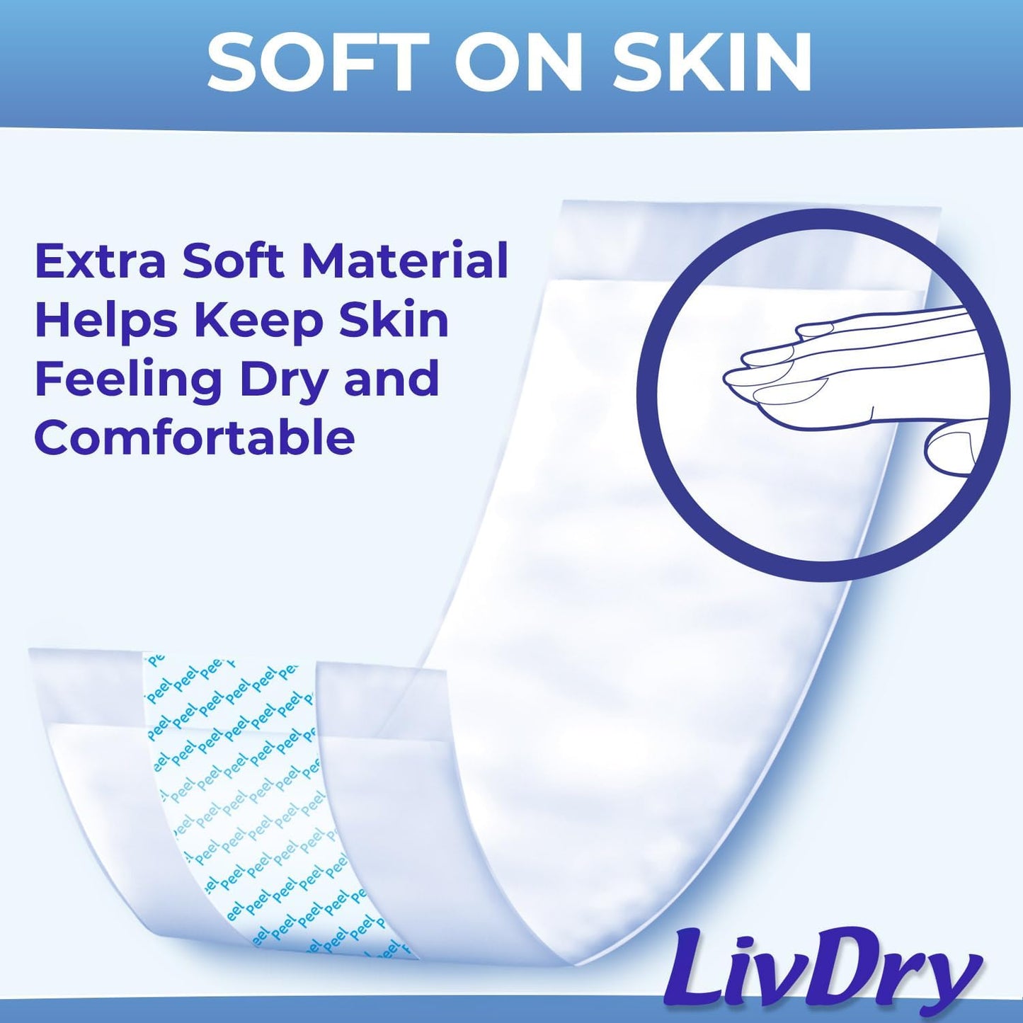 LivDry Incontinence Booster Pads, Use with Adult Diapers for Women and Men, Extra Comfort Softness, Disposable Pad (80 Count, Regular Length)