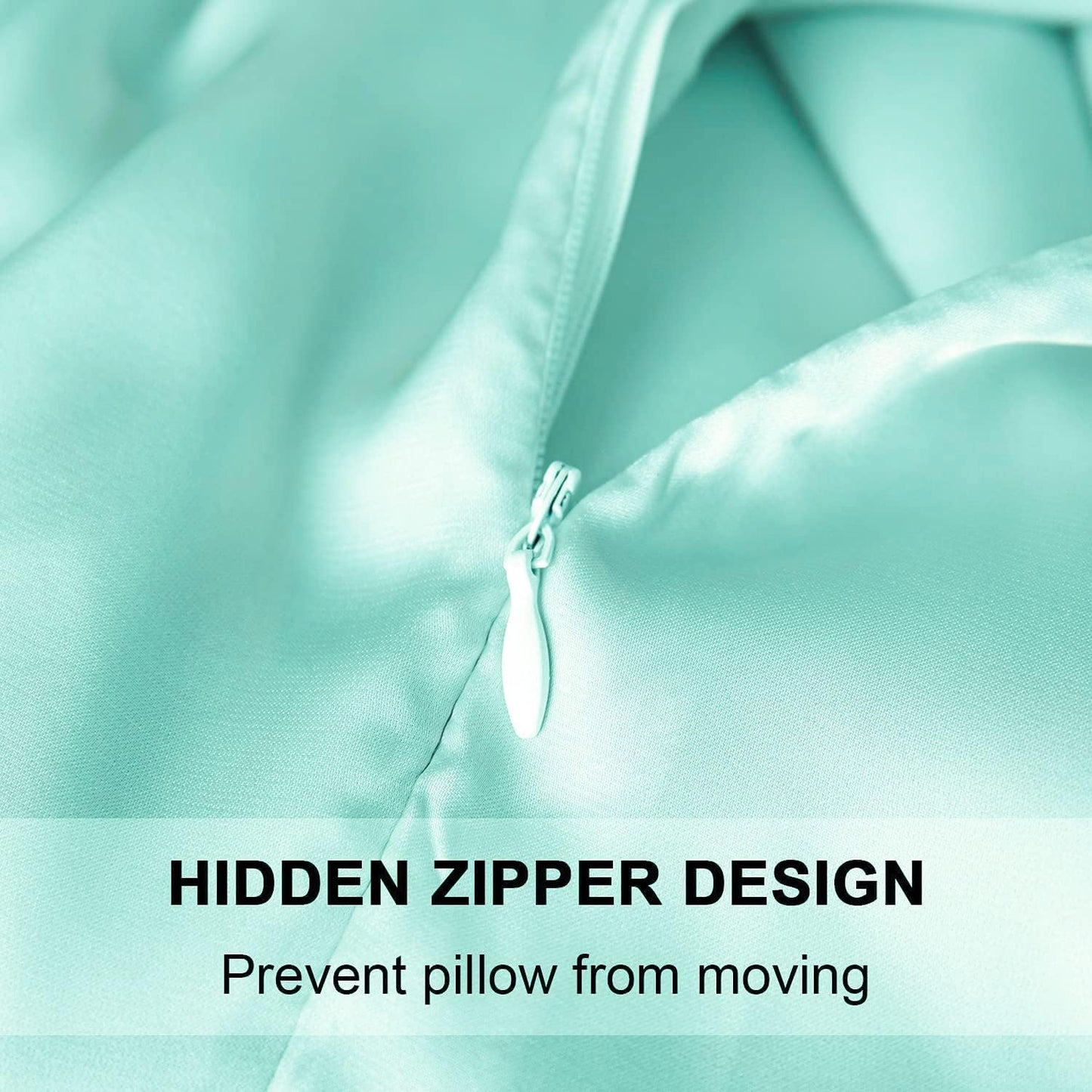 Juwenin Bedding,Super Soft and Luxury Silky Satin Pillowcase with Zipper (Silky Satin Pillow Case for Hair) Set of 2 (Aqua, King(20''x36'))