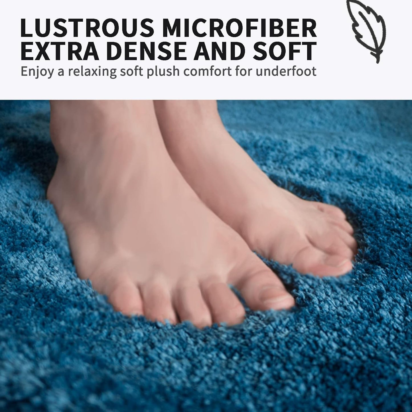 FIFU Bathroom Runner Rug 24" W x 48" L, Bath Mats for Bathroom, Bedroom & Kitchen, Non-Slip Rubber Latex Backing, Comfort & Soft Shower Bathmat & Carpet for Sink, Home & Hallways, Peacock Blue