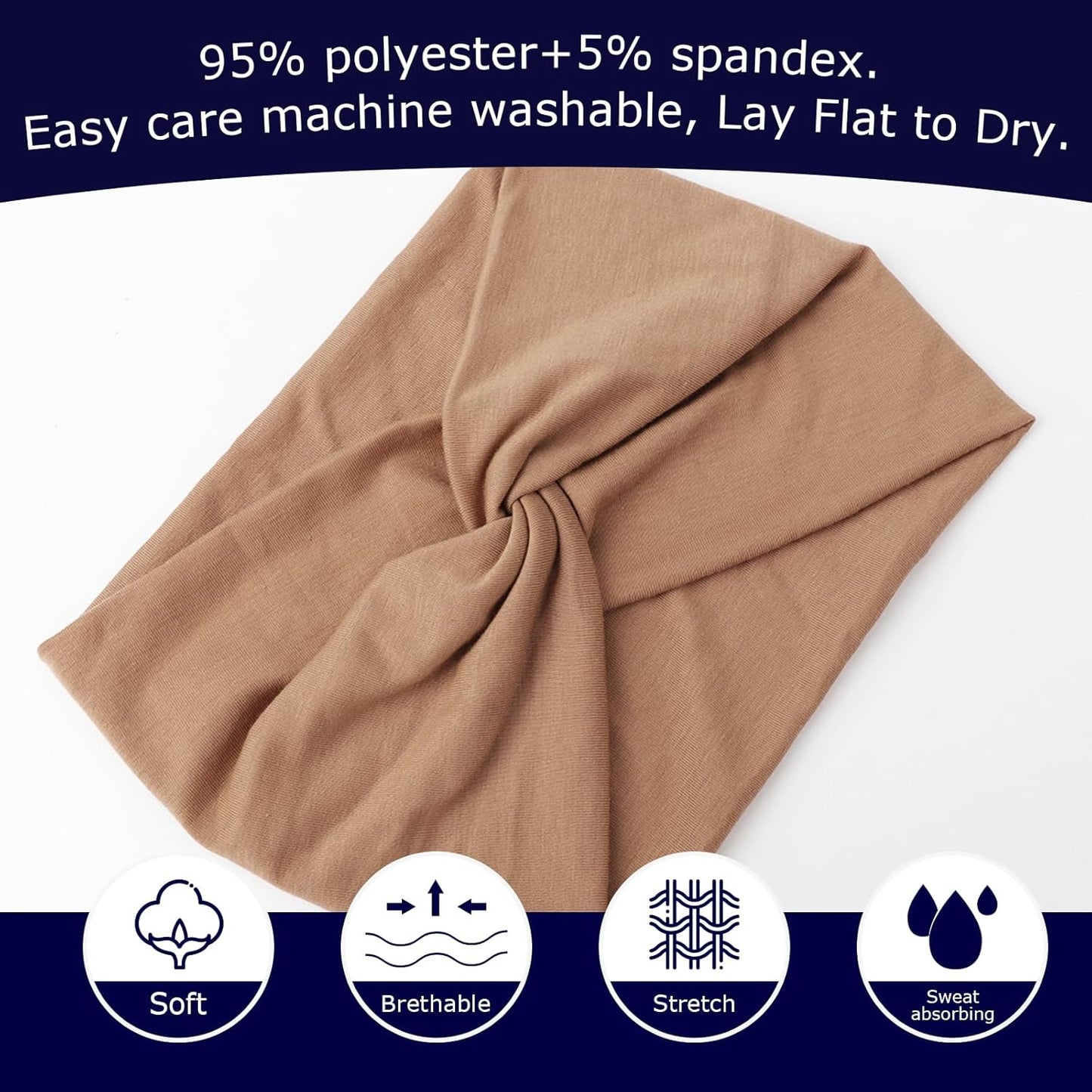 Extra Wide Headbands for Women Large Turban Headband Non Slip Boho Elastic Hairband Hair Twisted Knot Head Bands Accessories