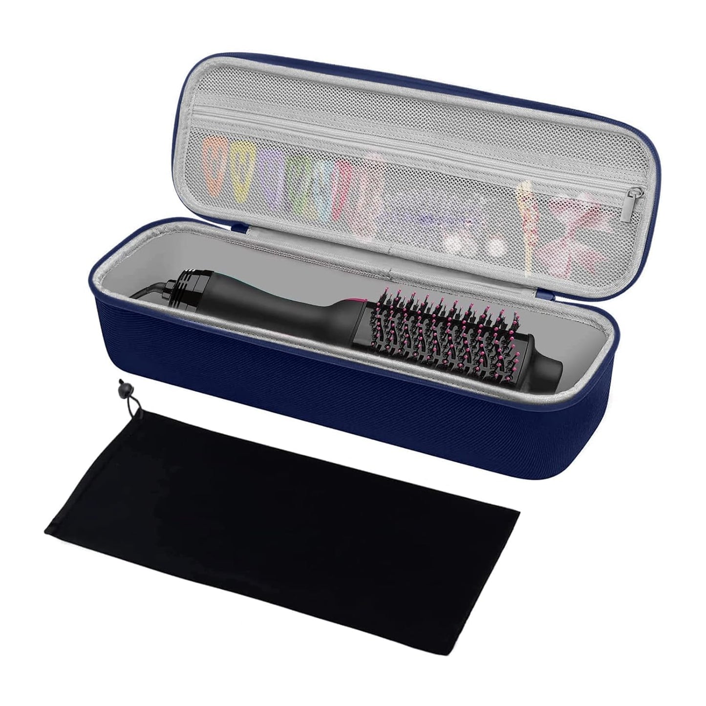 MOSISO Hard Travel Case Storage Bag Compatible with Revlon One-Step Hair Dryer Brush 1.0 & PLUS 2.0, EVA Carrying Case Cover Protective Hard Shell Sleeve with Hot Air Brush Pouch, Navy Blue