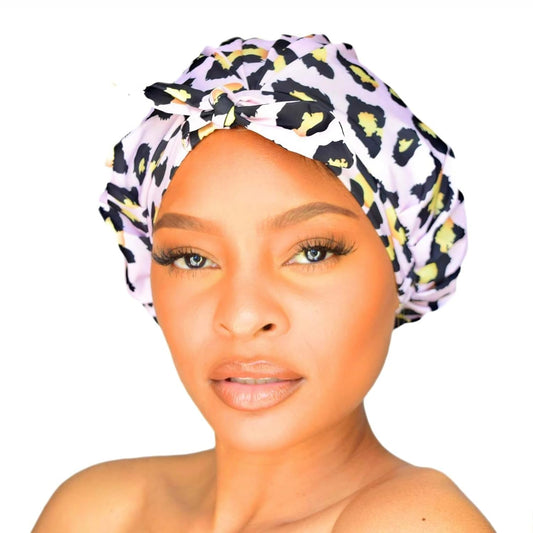 GRACE & COMPANY Luxury Shower Cap For Women - 100% Waterproof, Reusable, Washable & Breathable Shower Caps - Lucie