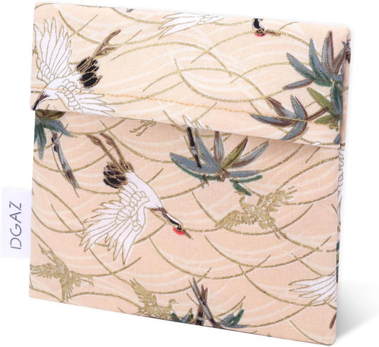 DGAZ Sanitary Napkin Storage Bag, Period Bag for Teen Aged Girls, Portable Period Bag for Panty Liners/Menstrual Cup/Small Tampons，Mini Makeup Bag for Purse(Fairy Crane)