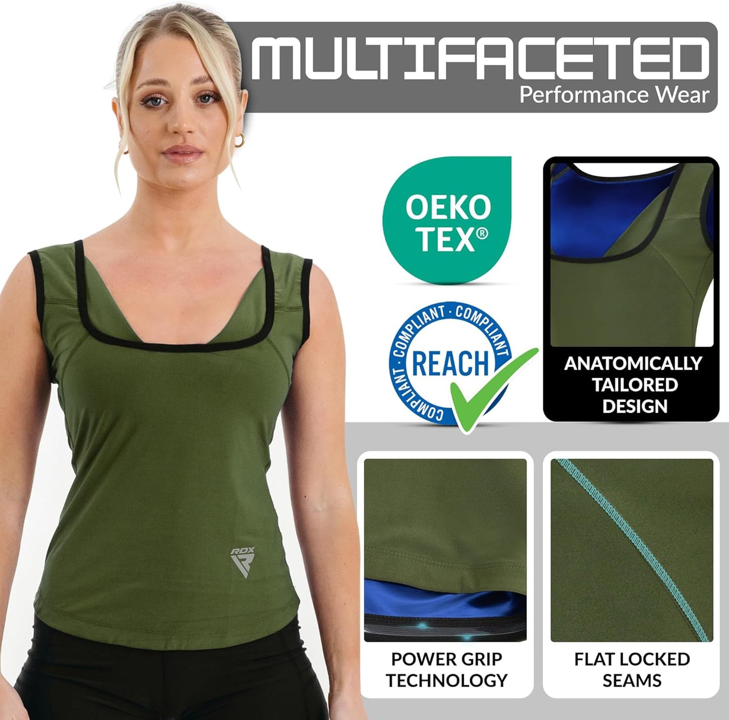 RDX Women’s Sauna Vest Heat Trapping Sweat Waist Trainer - Reach Oeko TEX 100 Certified Body Shaper