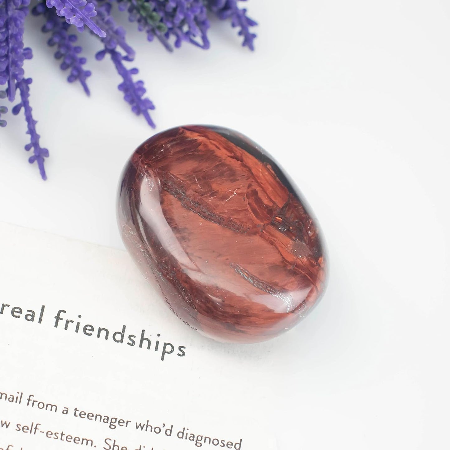 Crocon 50mm Red Tiger Eye Large Oval Palm Stone 900+ Carats Pocket Massage Worry Stones for Natural Body Chakra Balancing Reiki Healing Stones & Crystal Grid Healing Massage Spa Energy Crystals