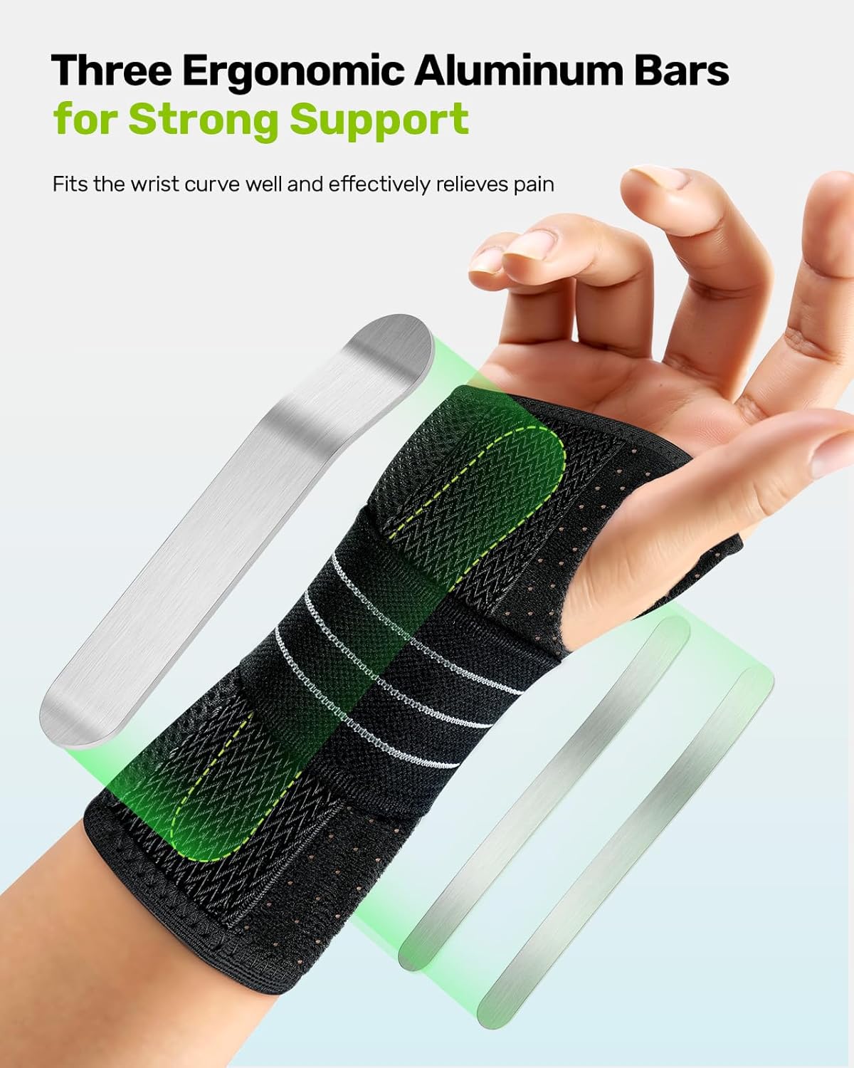 Carpal Tunnel Wrist Brace, Adjustable Night Wrist Support with 3 Straps, Hand Brace for Men Women No Pressure on Thumb, Splint Stabilizer for Work, Blue Right Hand, Size S