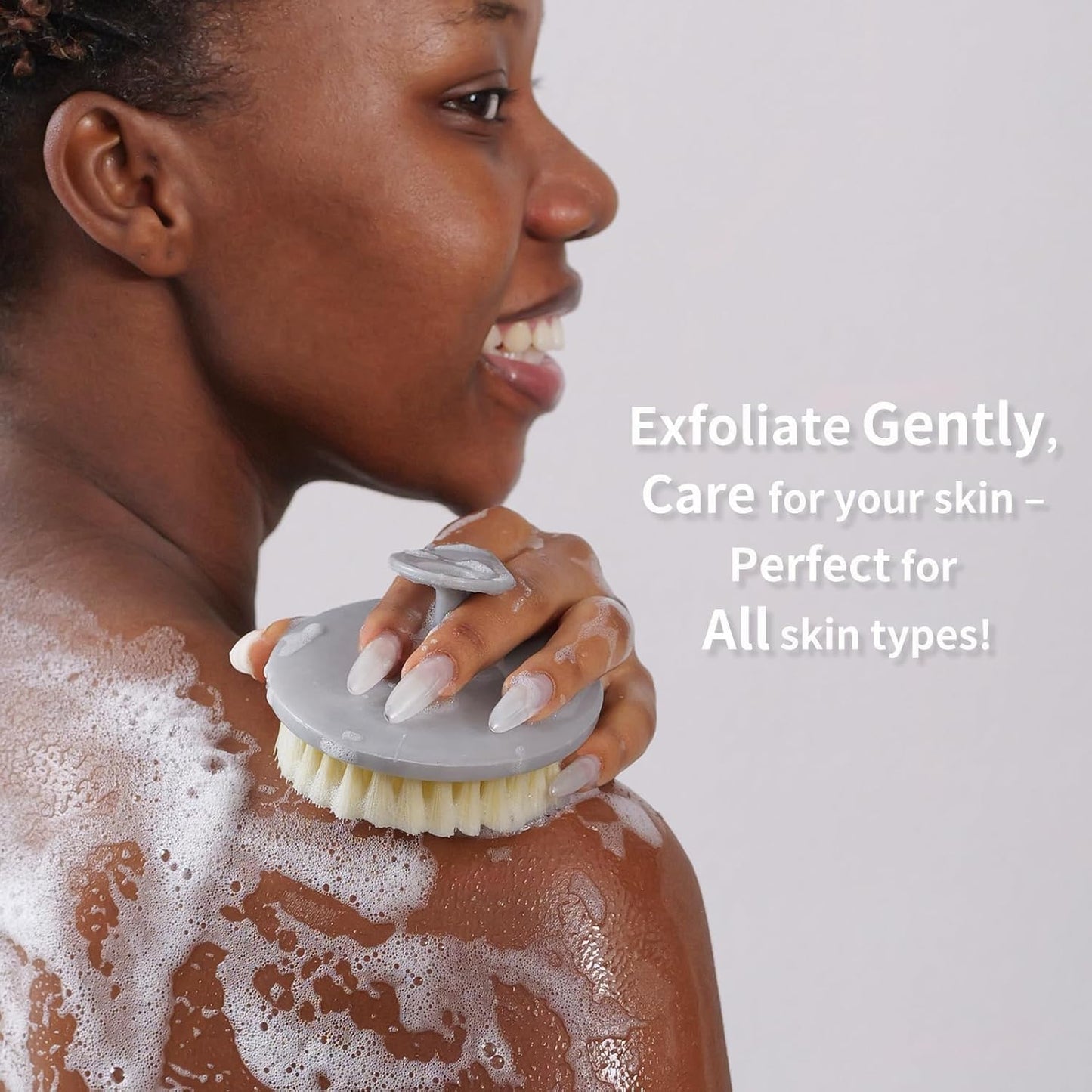 Body Scrubber 2 Pack, BEAUTAIL Shower Bath Brush, 1 Pack PP Body Brush Gray and 1 Pack Silicone Body Scrubber Black, Gentle Exfoliating for Women Men Baby Sensitive Skin