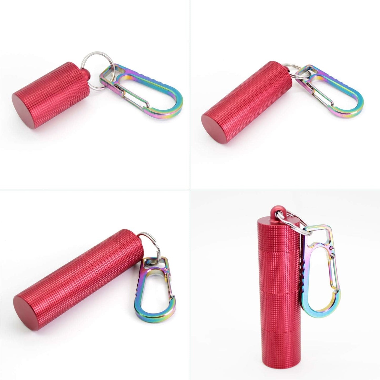 PPFISH Portable Daily Pill Case, 3 Compartments Anti-Skid Aluminum Alloy Waterproof Pill Box Dispenser, Small Pocket Pill Container, Keychain Pill Fob, Travel Pill Holder for Men Women