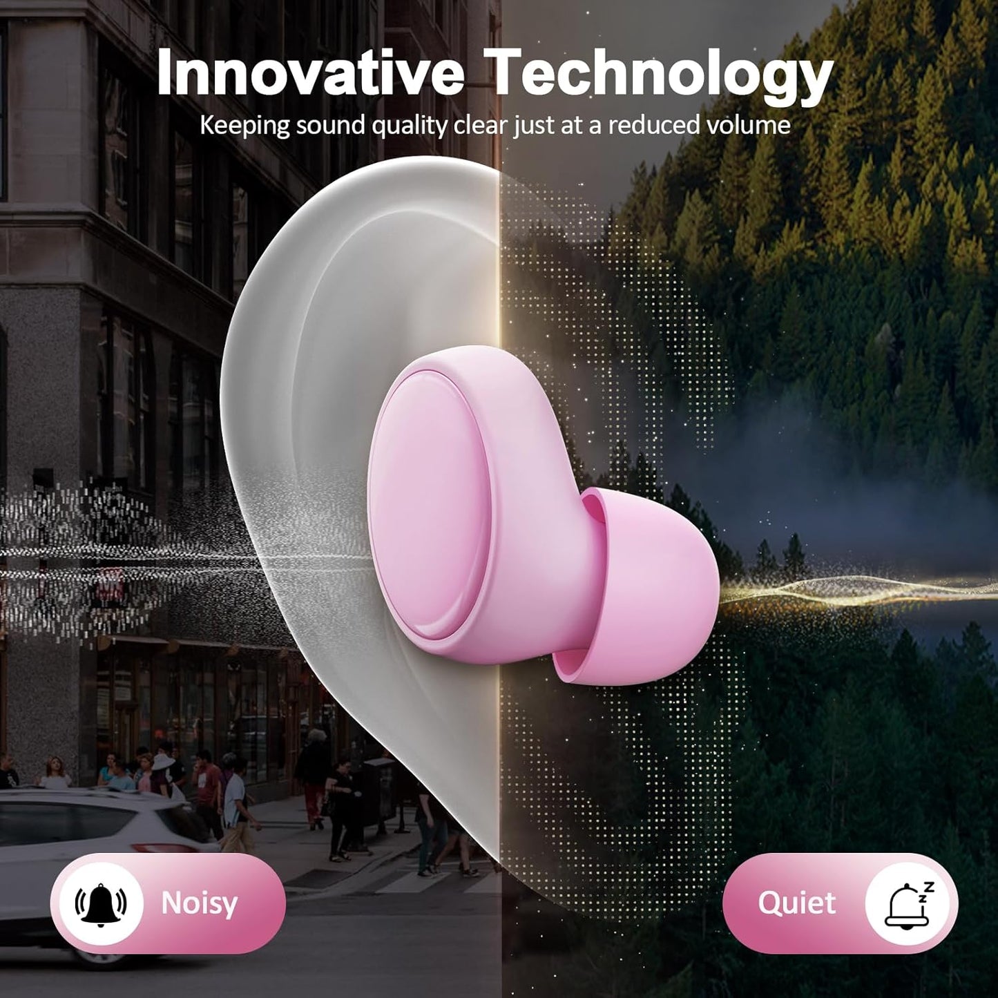 Ear Plugs for Sleeping 45dB Noise Cancelling Ear Plugs for Concerts, Focus, Travel, Work Silicone Hearing Protection Earplugs with 8 Tips (XS-L) Reusable Noise Reduction Ear Plug for Snoring Pink