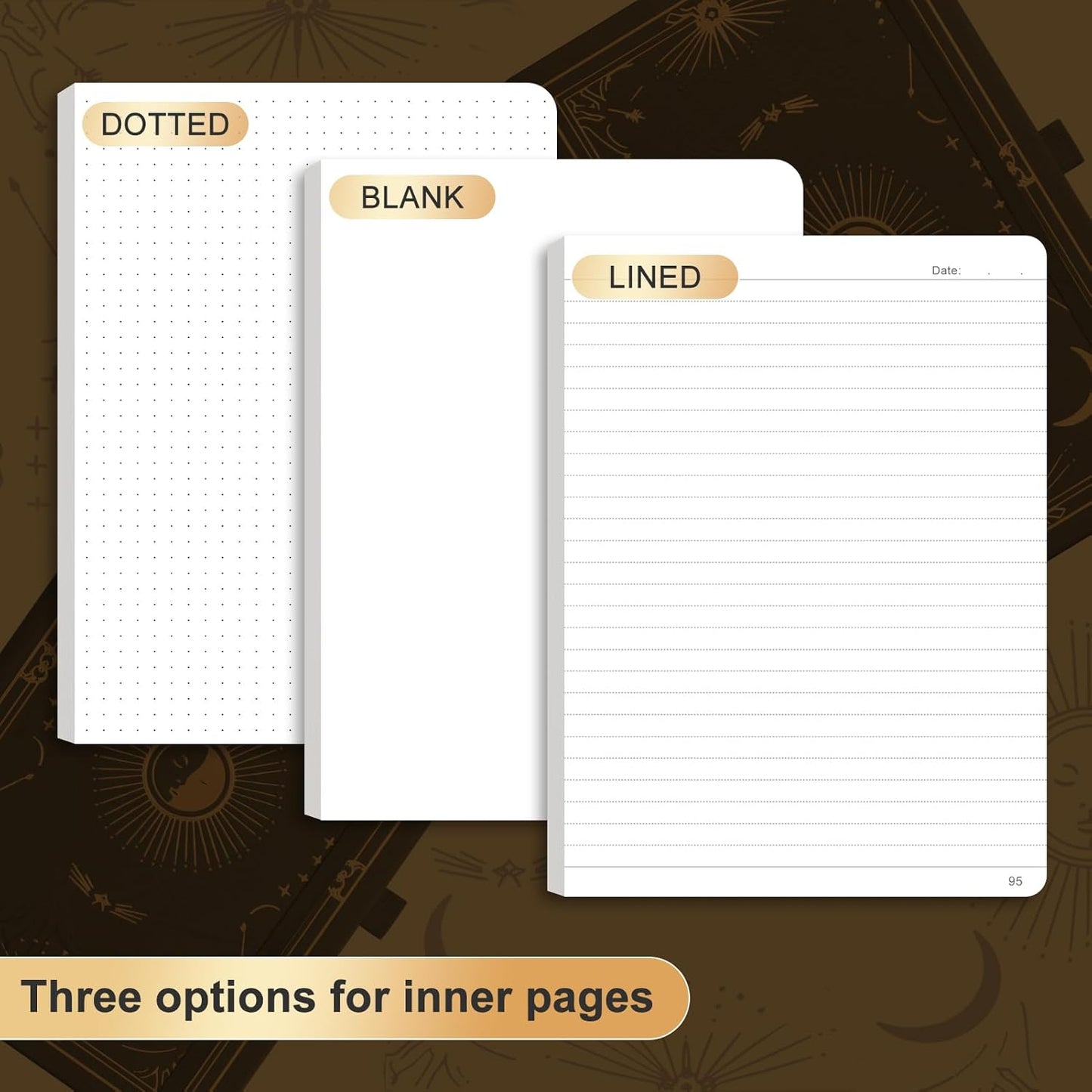 Dotted Journal for Women Men, 192 Pages A5 Notebook Journal, Hardcover Notebook with 100Gsm Thick Pages, Leather Note Book for Writing, Travel, Business, Office, Prayer 5.7 x 8.3,Black