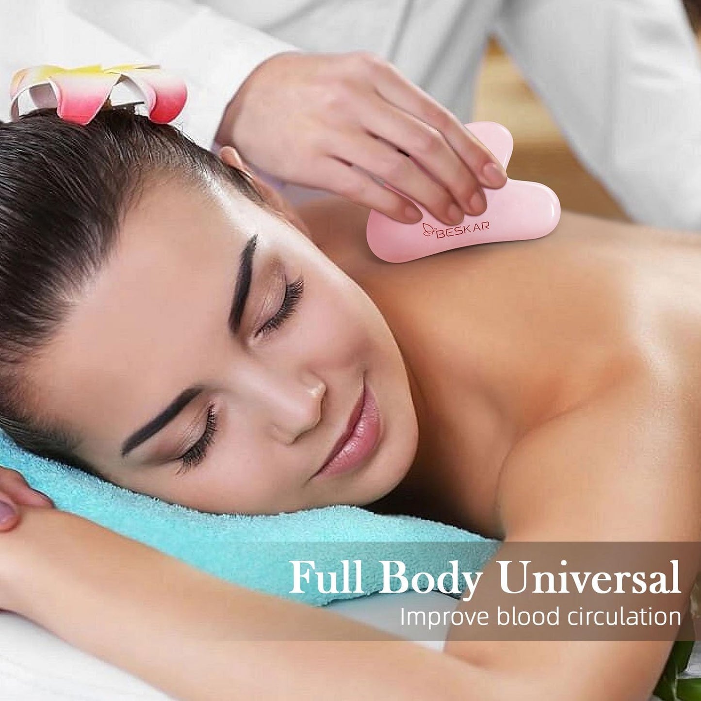 BESKAR Gua Sha Facial Tools, Natural Jade Stone Guasha Massager for Jawline Sculpting, Tighten Face Skin and Reduce Wrinkles, Face Eyes Body Neck Massage Tool, Skin Care Gift